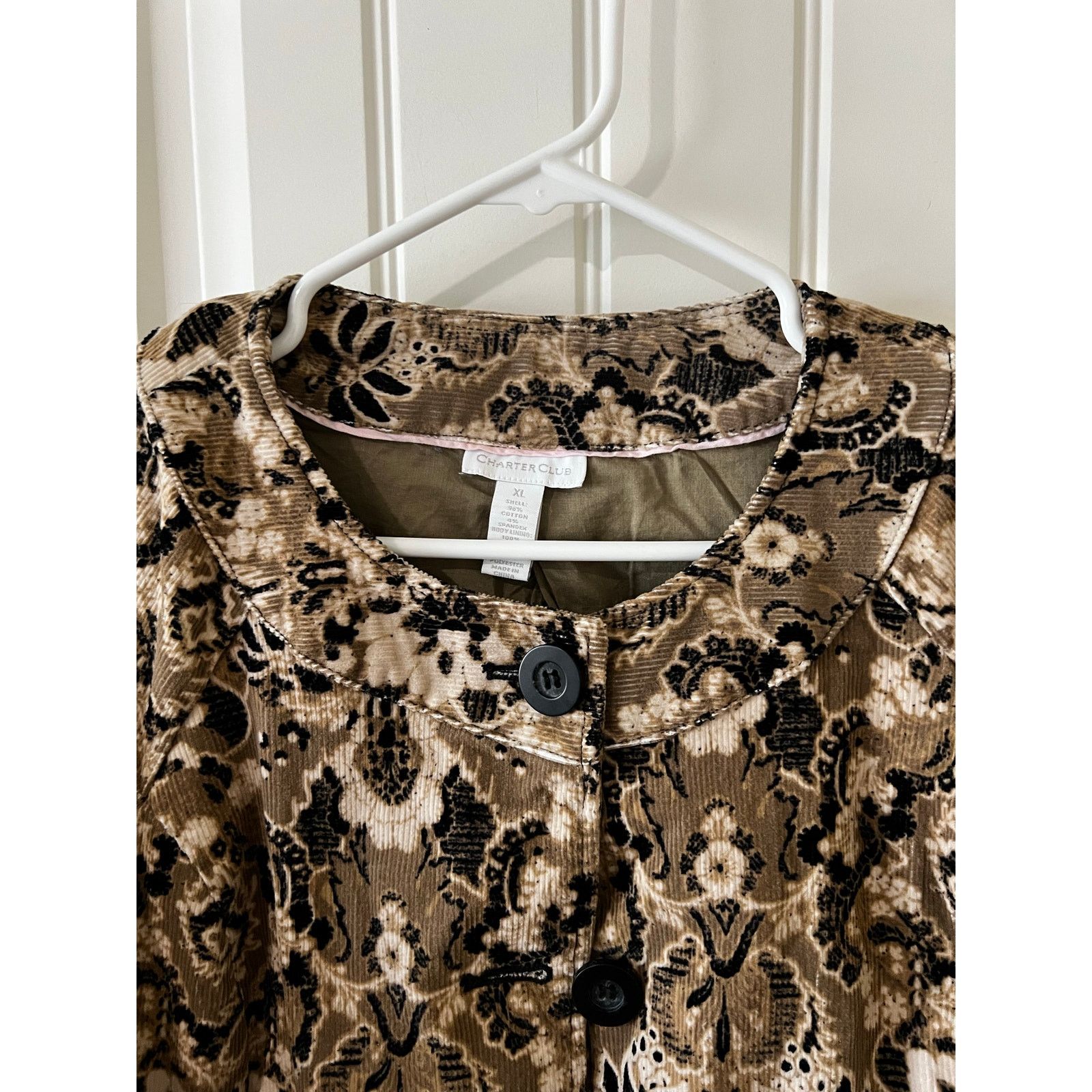 Charter Club Women’s Corduroy Blazer Jacket Beige Taupe Floral Button Up Size XL / US 12-14 / IT 48-50 - 8 Thumbnail