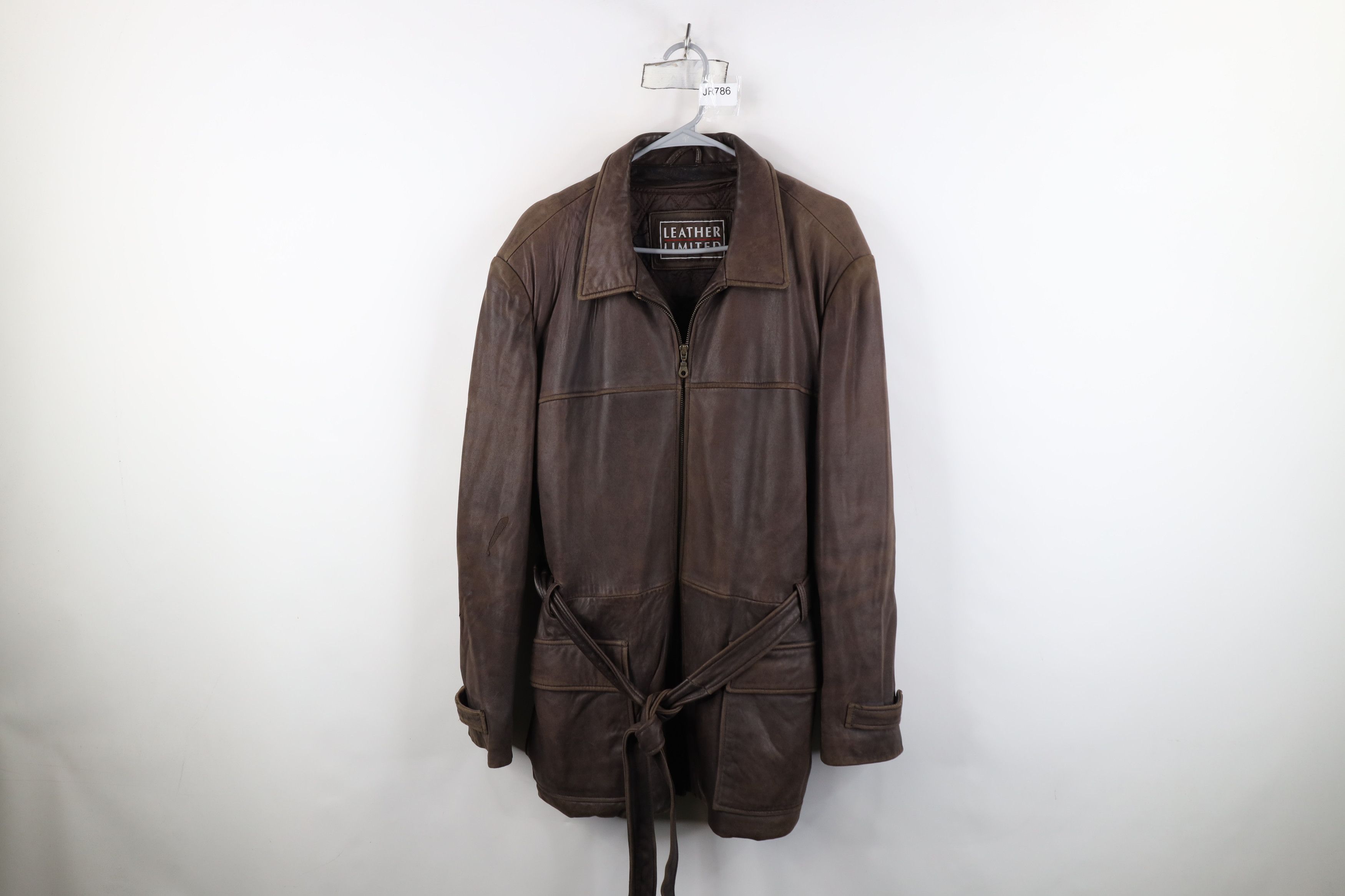 Vintage Vintage 90s Streetwear Leather Trench Coat Jacket Brown Size US XL / EU 56 / 4 - 1 Thumbnail