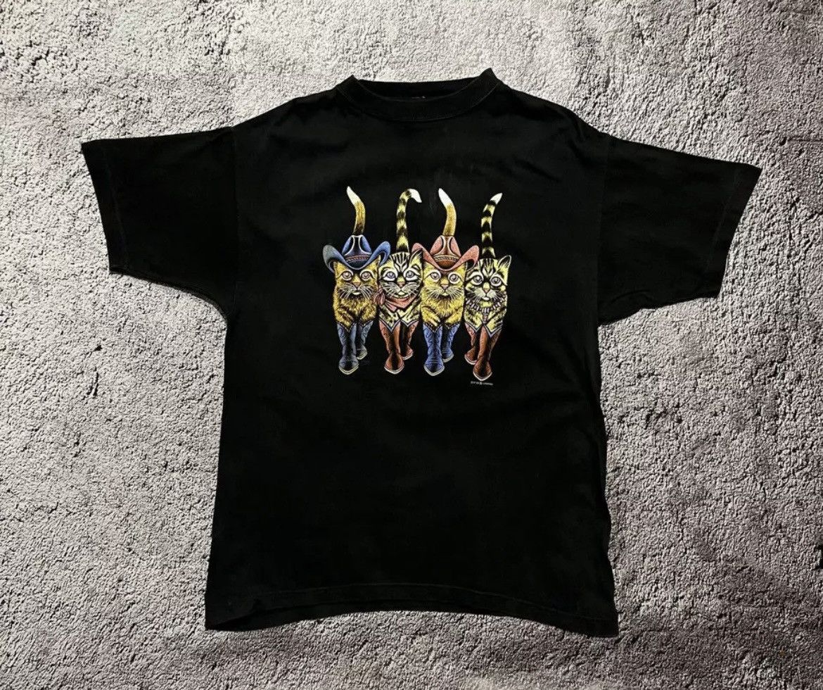 Band Tees × Vintage T-Shirt Vintage Black with Print 4 Cats Size M Size US M / EU 48-50 / 2 - 2 Thumbnail