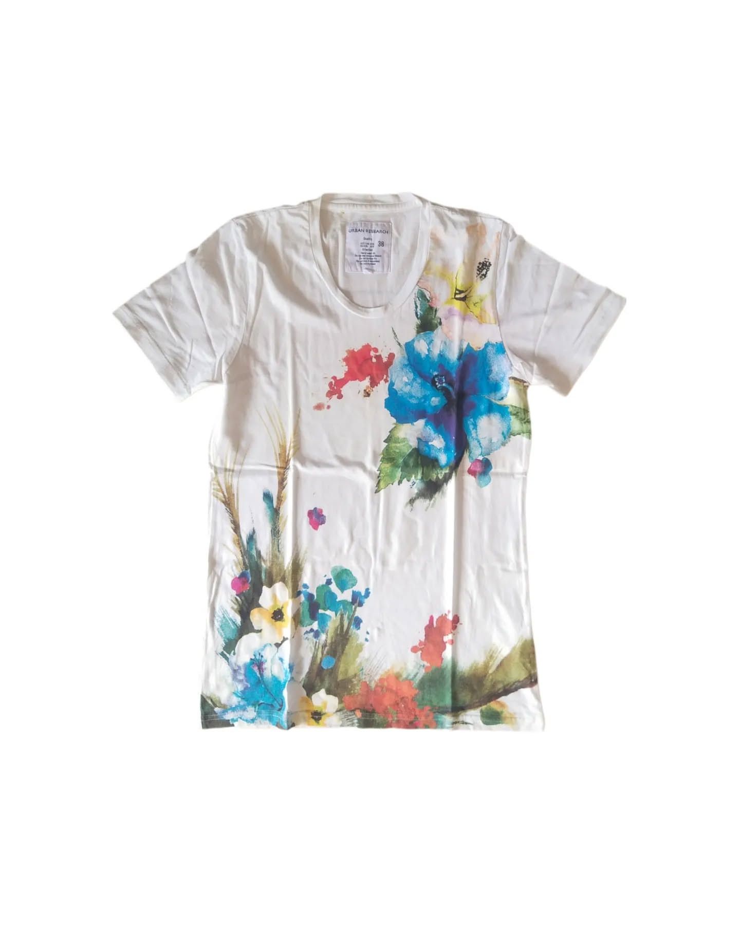 Japanese Brand × URBAN RESEARCH DOORS Urban Research Flower Art White Woman Tees Size S / US 4 / IT 40 - 1 Thumbnail