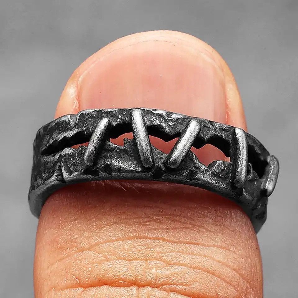 Jewelry Retro Suture Men Ring Size ONE SIZE - 2 Thumbnail