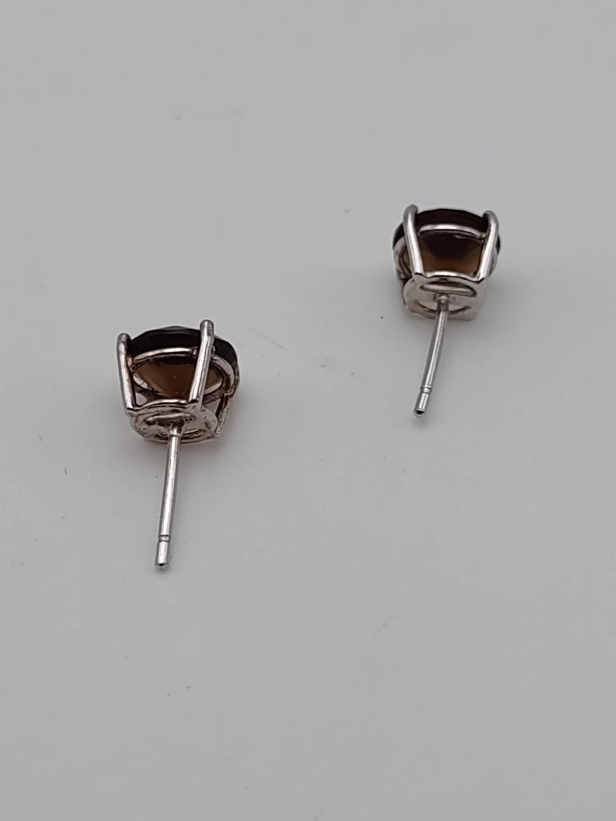 The Unbranded Brand Sterling Smoky Quartz Stud Earrings 925 Round Size ONE SIZE - 2 Thumbnail