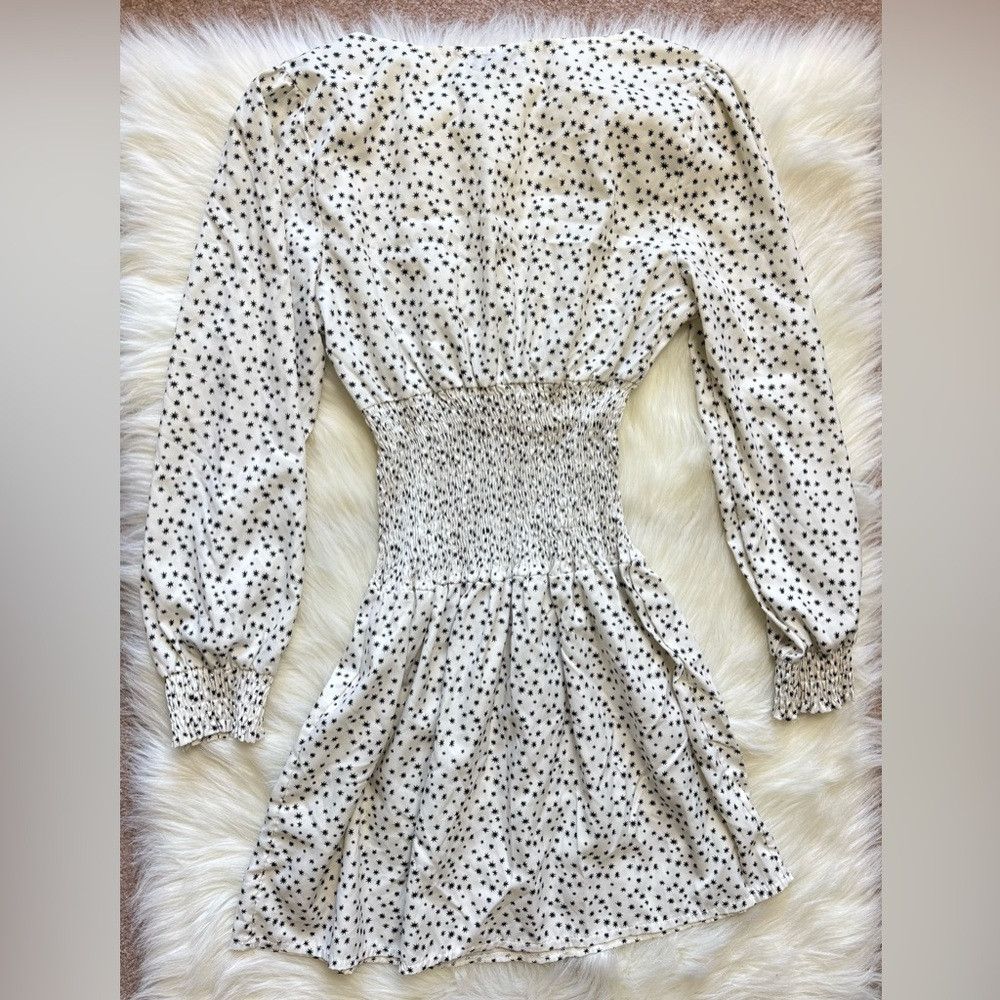 Other Aiden Black and White Smocked Sundress with Bishop Sleeves Size M / US 6-8 / IT 42-44 - 4 Thumbnail
