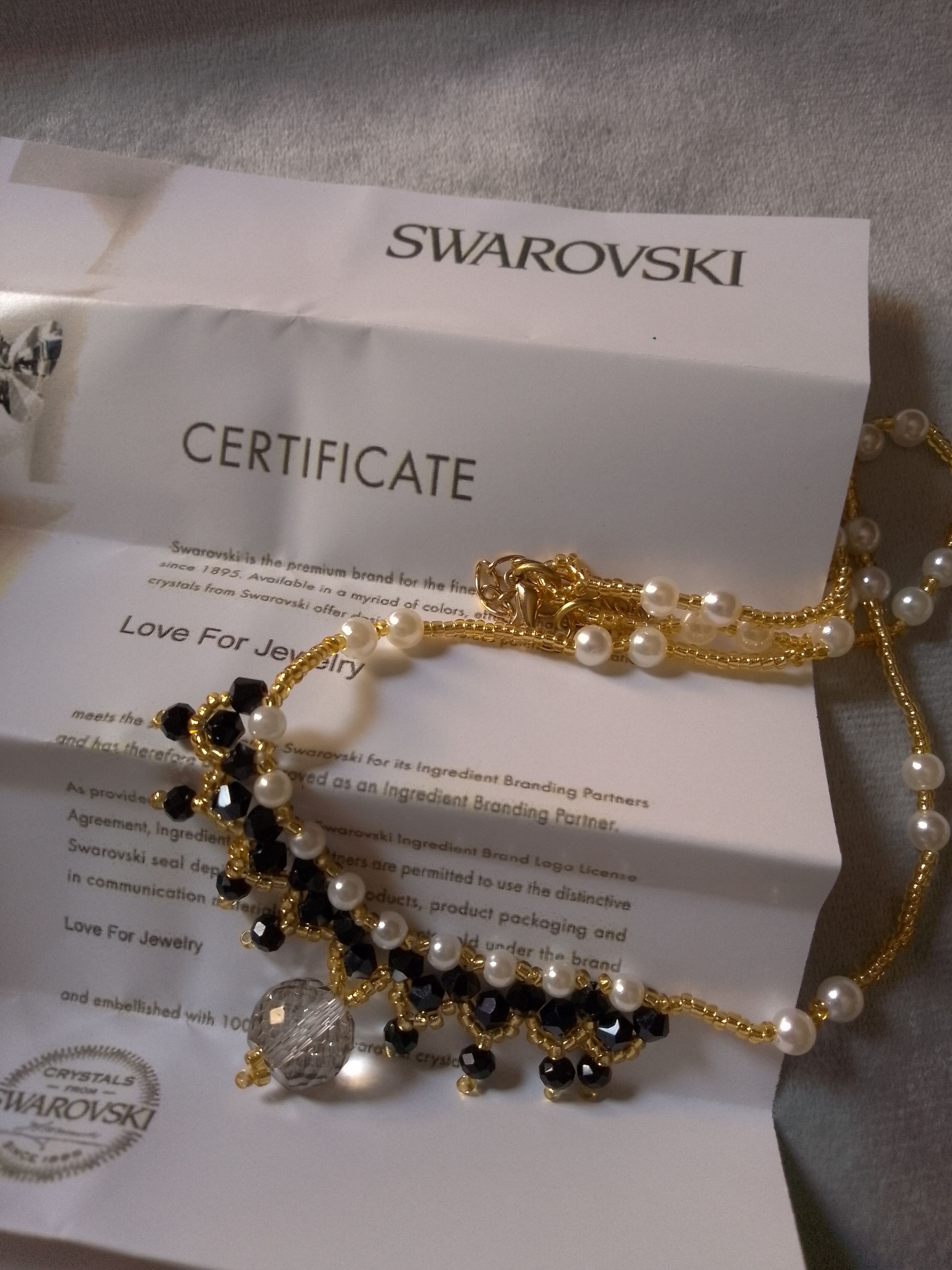 Other Golden Black Necklace with Swarovski crystal pendant Size ONE SIZE - 10 Thumbnail