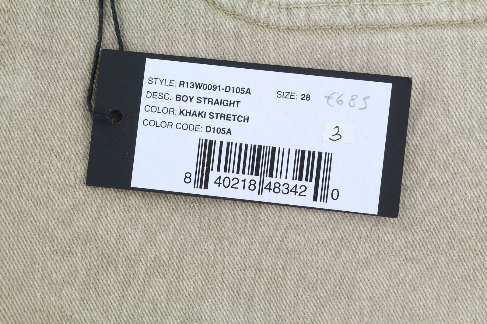 R13 BOY STRAIGHT 28 Khaki Stretch Faded Cropped 86263 Size 28" / US 6 / IT 42 - 9 Thumbnail