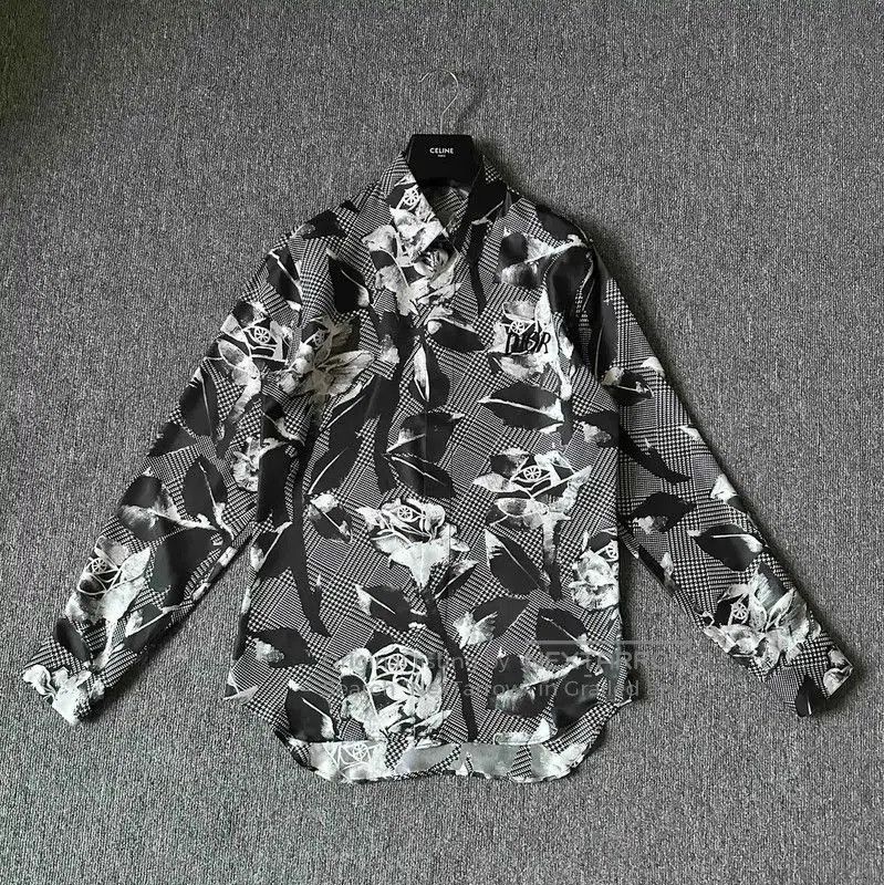 Dior Dior Black and Gray Silk Long Sleeve Shirt . Size US M / EU 48-50 / 2 - 1 Thumbnail
