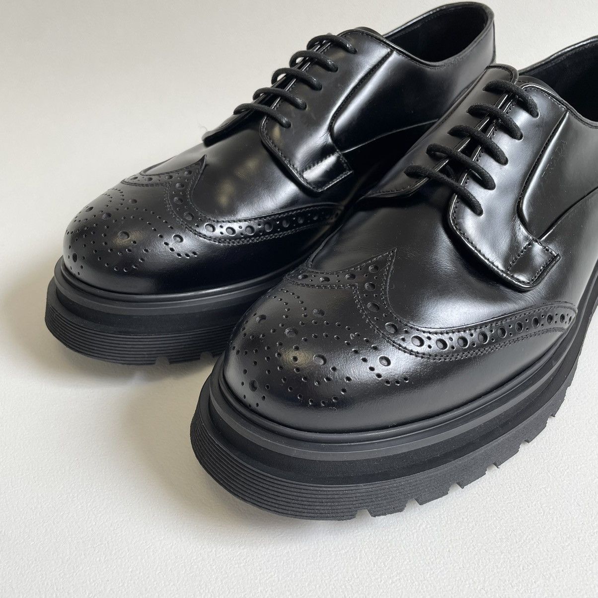 Prada A/W 19 Spazzolato Leather Brogue Shoes Size US 10 / EU 43 - 4 Thumbnail