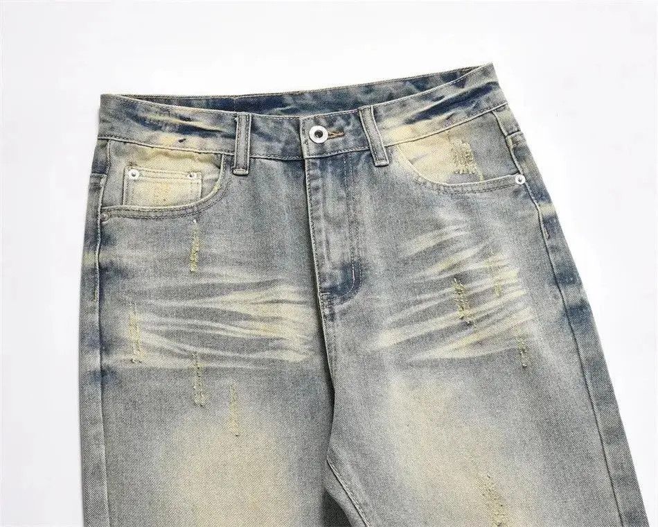 Japanese Brand Washed Mud Yellow Denim Pants Size US 32 / EU 48 - 3 Thumbnail