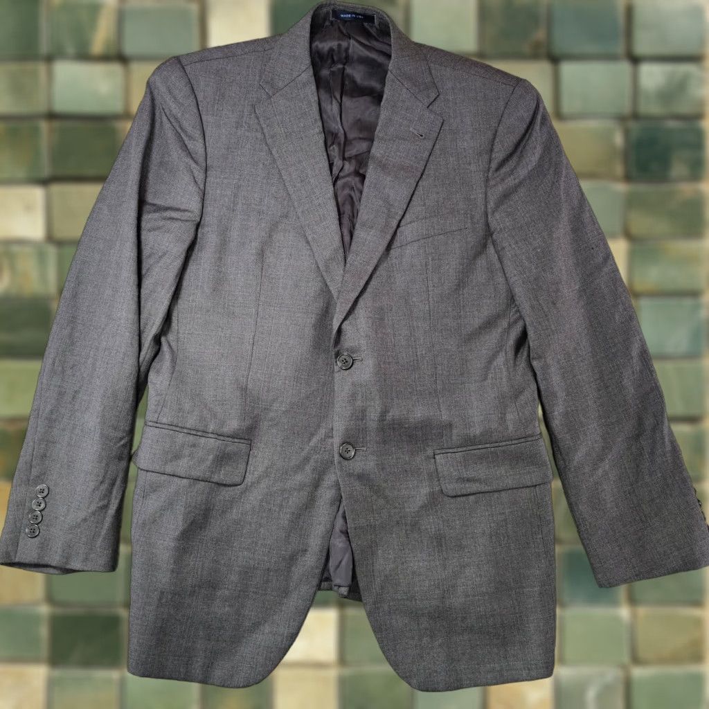 Joseph Abboud Joseph Abboud Suit Jacket Mens 40R Gray Wool Check Loro Piana Super 130s USA Size 40R - 1 Thumbnail