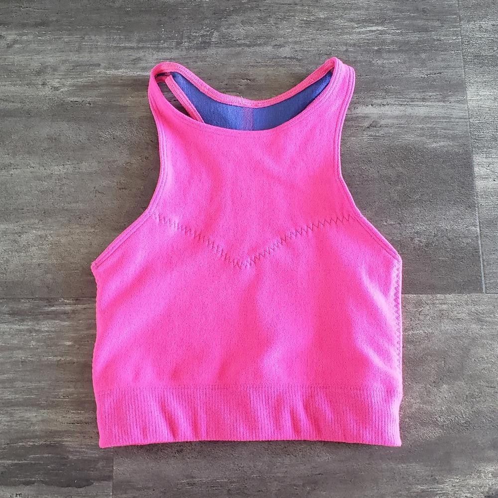 Designer Pink Neon POWER Longline Sport Bra Size ONE SIZE - 1 Thumbnail