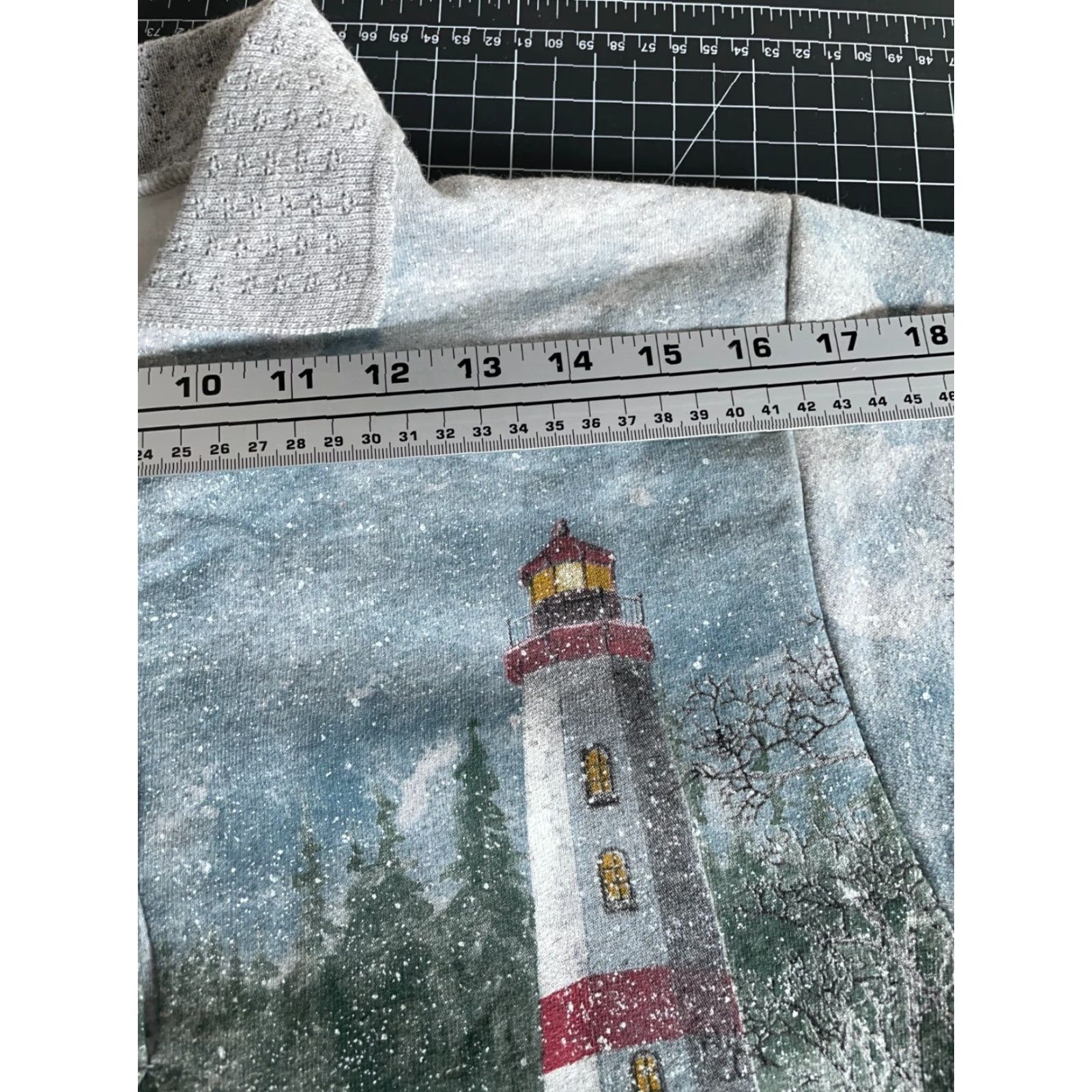 Vintage VINTAGE Artisan's Sweatshirt Women's Small AOP All Over Print 90s Scenic Lighthouse Geometric Print Cap Collared Pullover Navy Gray/Multi Size S / US 4 / IT 40 - 7 Thumbnail
