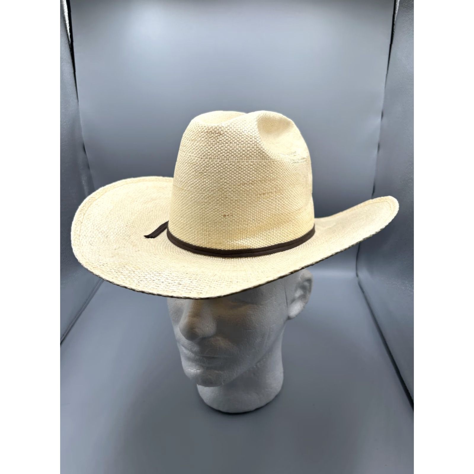 CO VINTAGE American Hat Co Bangora Cowboy Hat Fitted Mens 6 5/8 Tan Straw Ventilated Cattleman Hat Beige Wide Brim Mens Cowboy Hat Size ONE SIZE - 2 Thumbnail