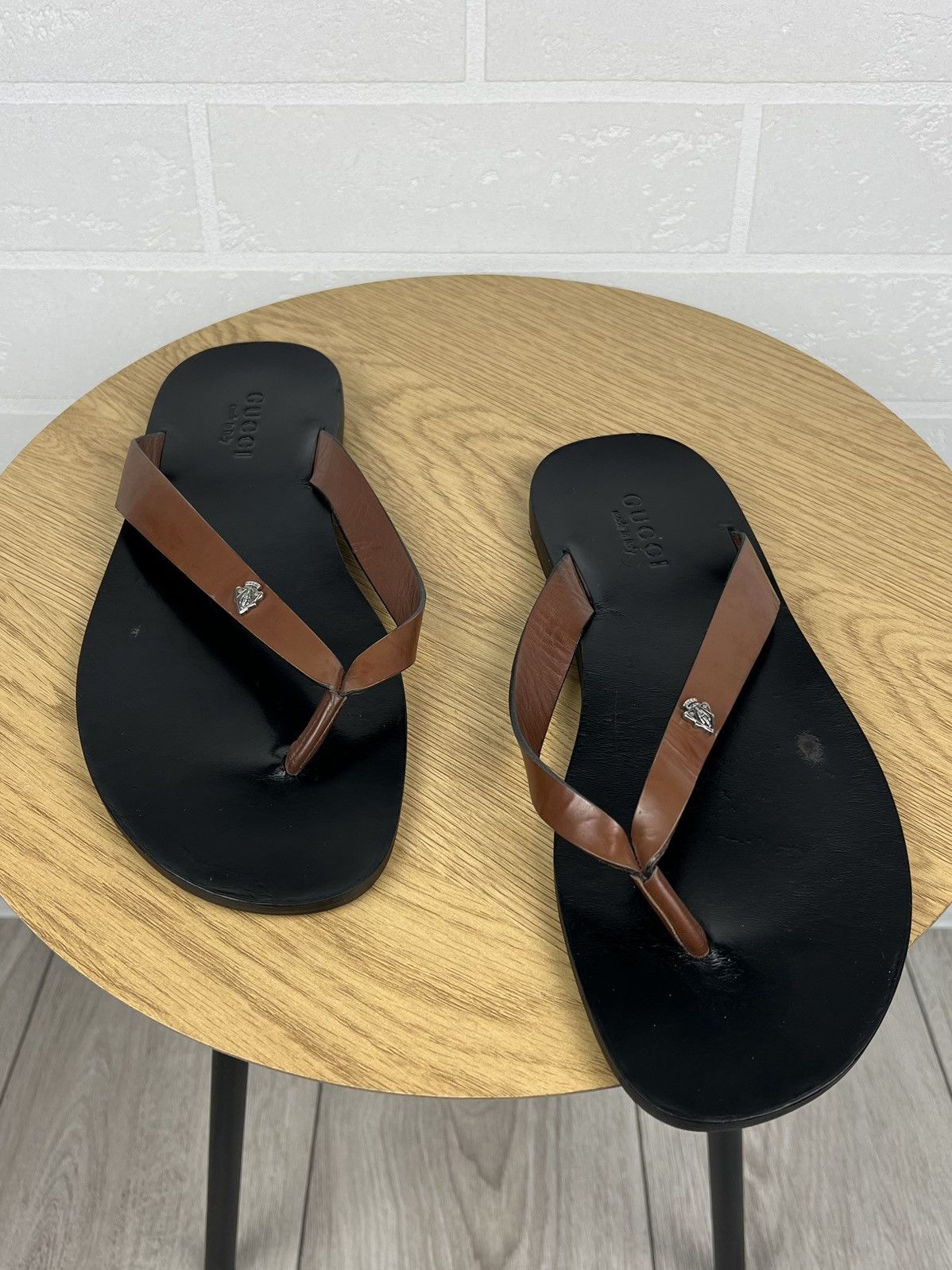 Gucci GUCCI Sandals Leather Flip Flop Shoes Metal Logo Black Men’s Size US 8.5 / EU 41-42 - 1 Thumbnail