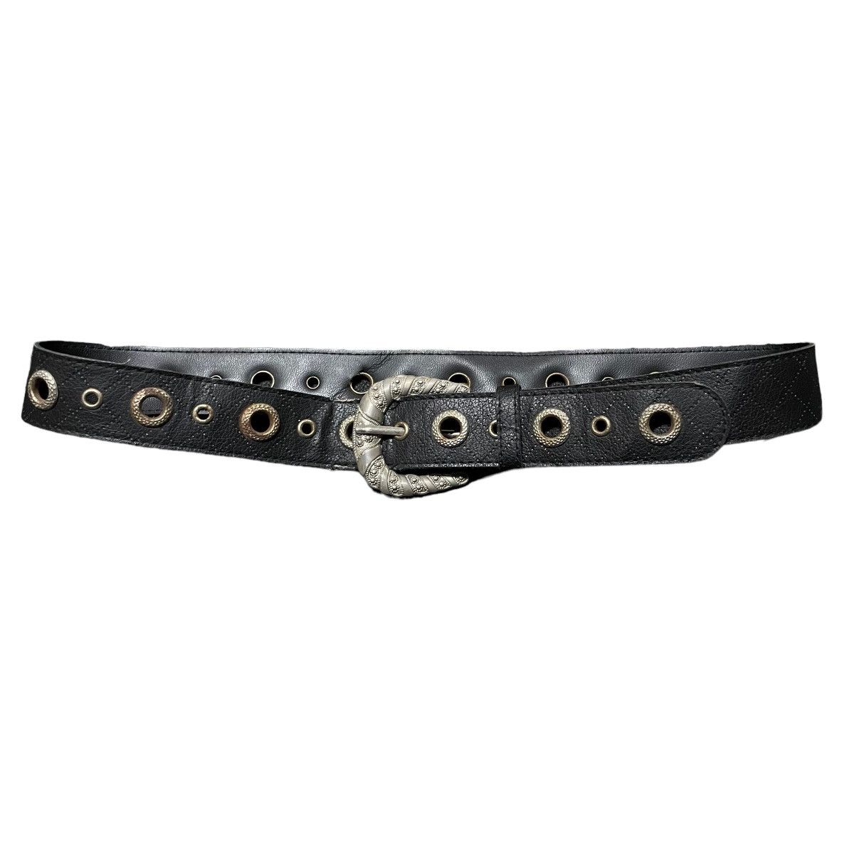 小物 TORNADO MART BLACK LEATHER WESTERN BELT Tornado Mart Western Buckle Snakeskin Studded Belt One Size
