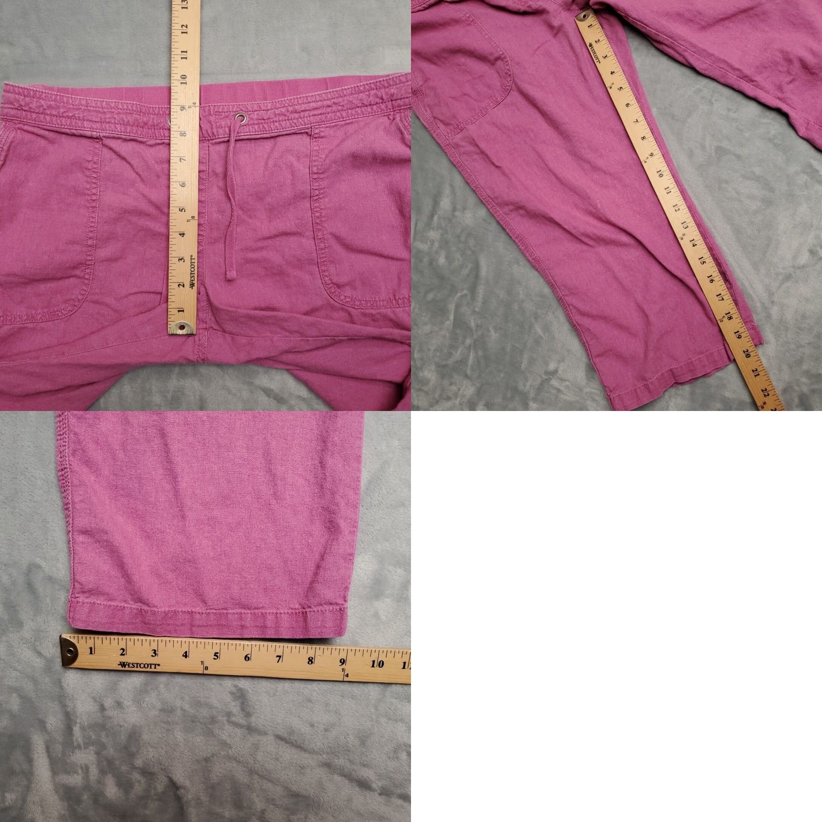 Pinko TU Pants Womens 12 Pink Linen Viscose Cropped Drawstring Boho Minimalist Coastal Pants Size 34" / US 12 / IT 48 - 8 Thumbnail