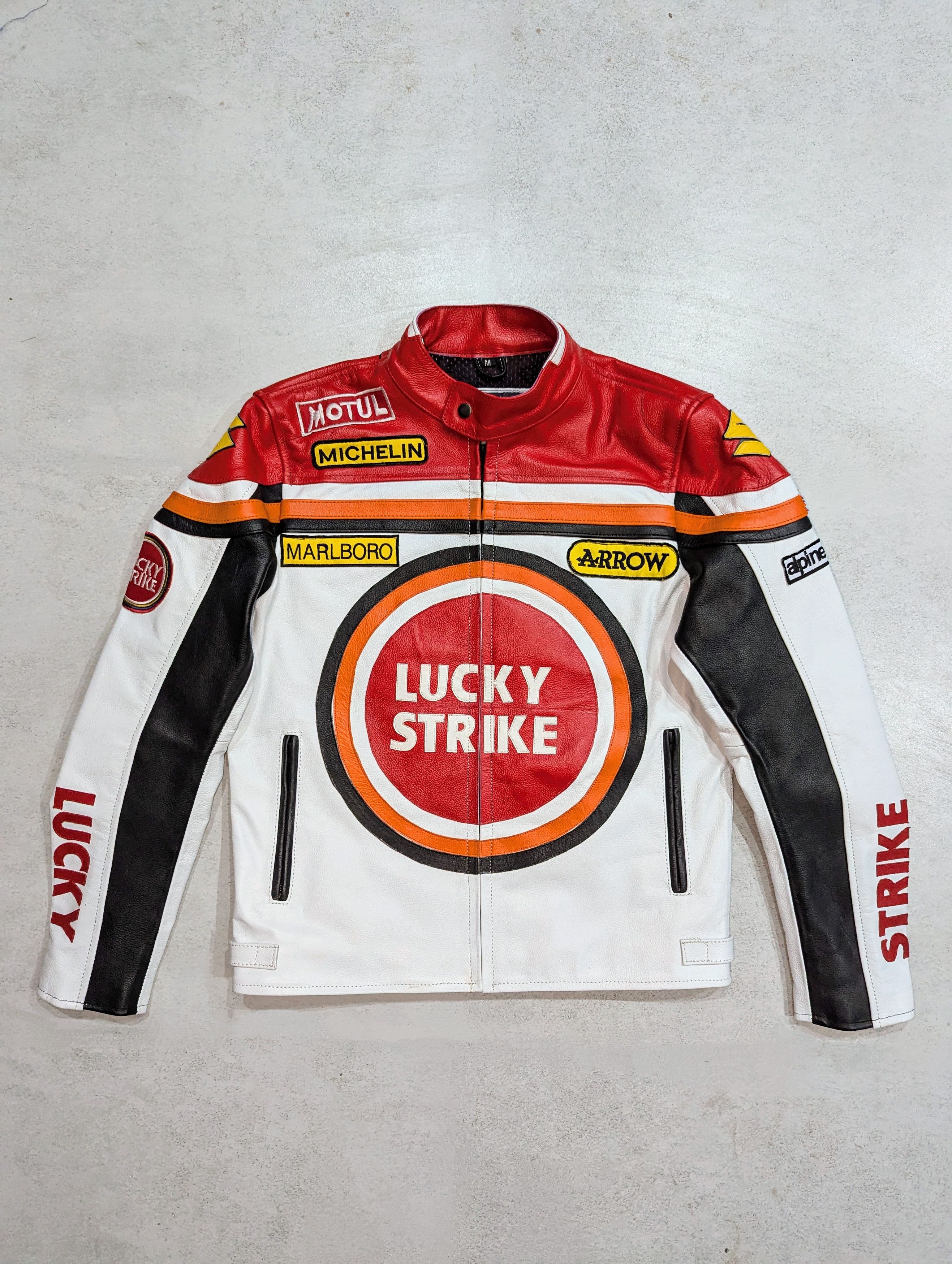 🔥 LUCKY STRIKE 🔥 RARE 90s LEATHER JACKET STREETWEAR