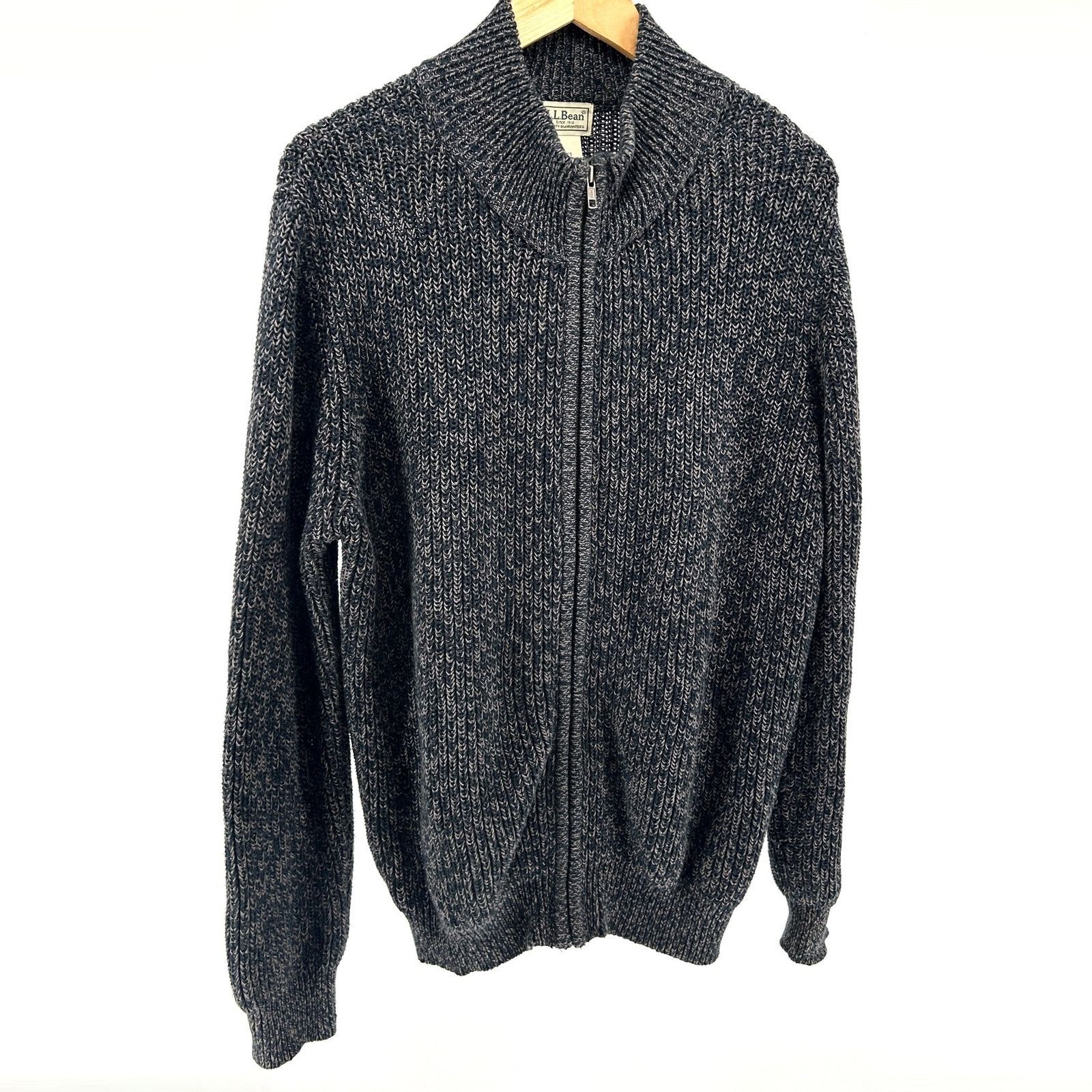 L.L. Bean Vintage Y2K Dark Indigo Grey 100% Cotton Full Zip Cardigan Size US L / EU 52-54 / 3 - 1 Thumbnail