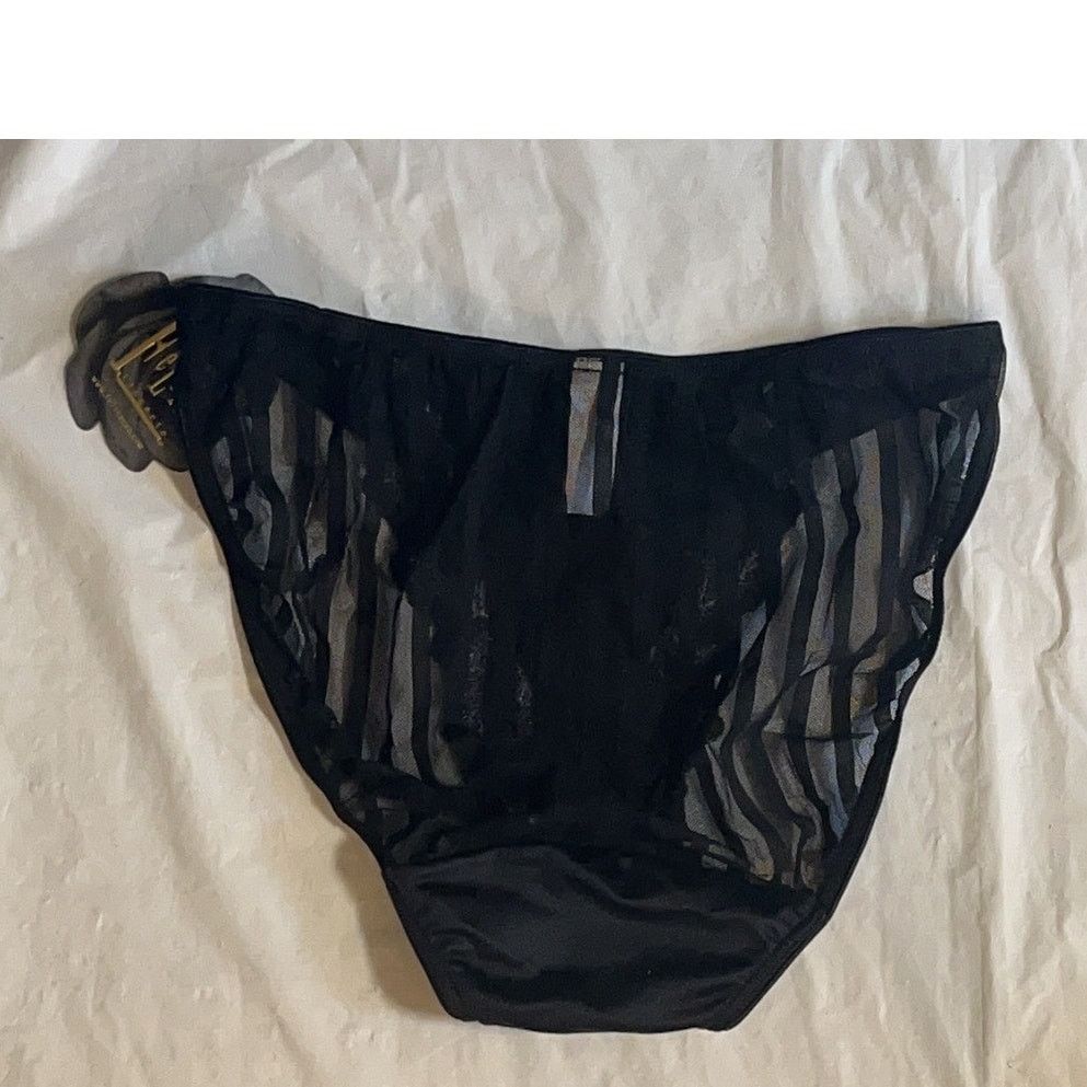 Other VINTAGE Felina Black Stripes Flocked Hi-Cut Leaf Bikini Size ONE SIZE - 3 Thumbnail
