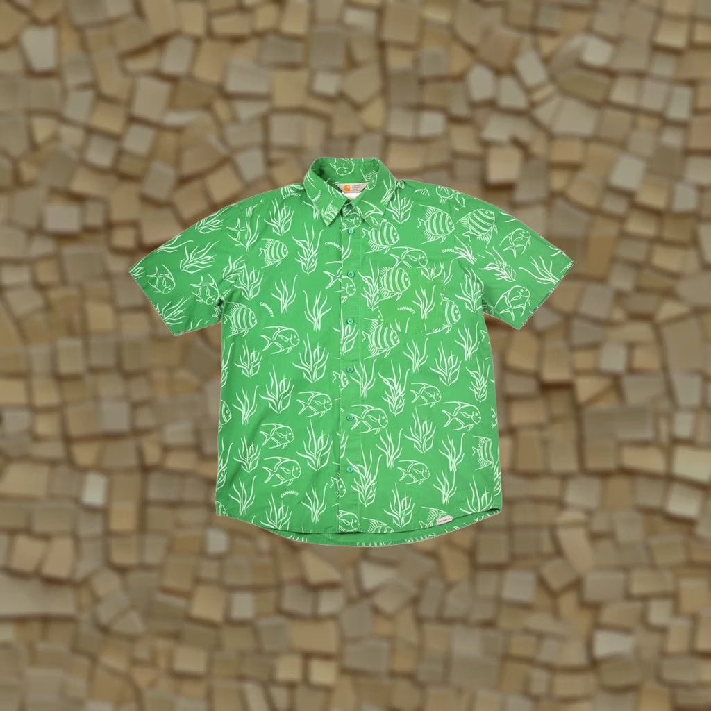 Carhartt Carhartt Hawaiian Fish Print Short Sleeve Button Shirt M Men Green Hawaii Fish Print Button-Up Shirt M Mens Size US M / EU 48-50 / 2 - 1 Thumbnail