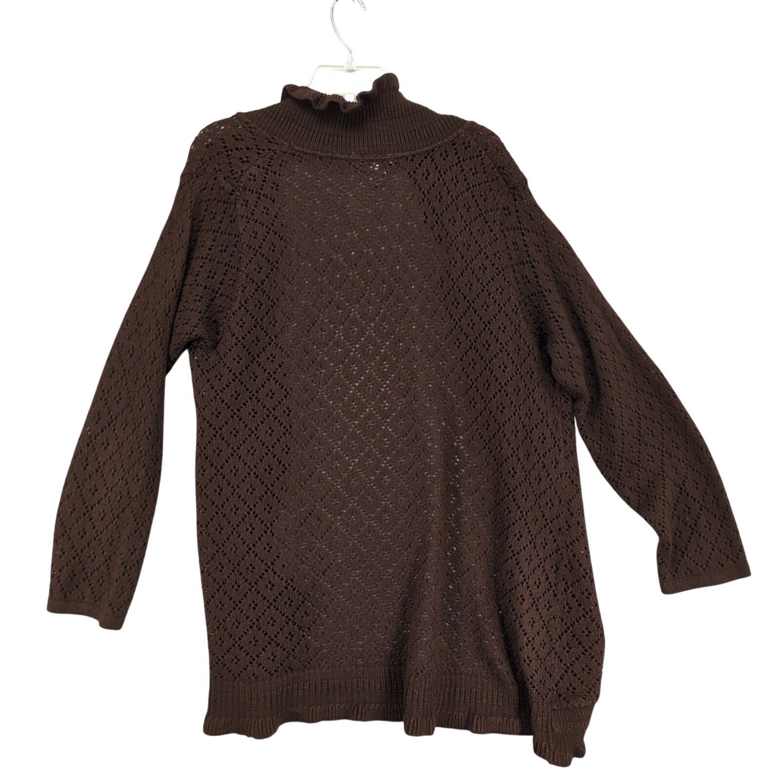 Vintage Bliss Women's Brown Open Cardigan Diamond Knit Sweater Size L / US 10 / IT 46 - 4 Thumbnail