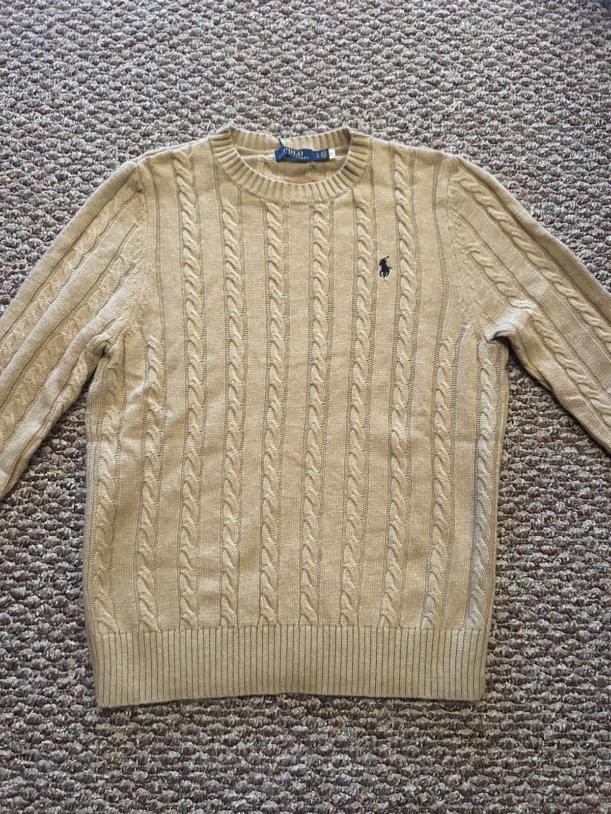 image of Ralph Laurent Cable Knit Crewneck in Brown, Men's (Size XL)