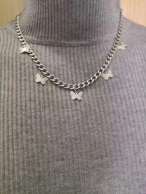 Jewelry Butterfly Punk Necklace Chain Choker Size ONE SIZE - 2 Thumbnail