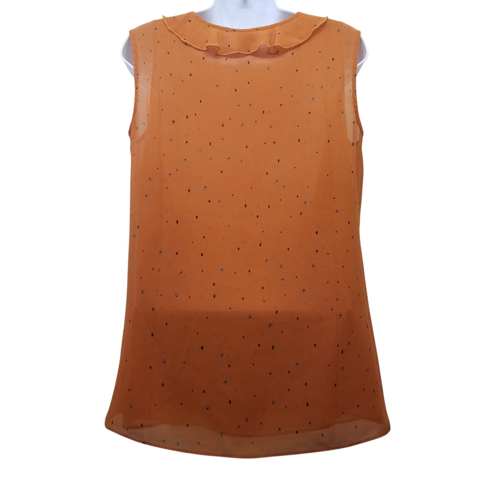 Other CAbi S Orange Sheer Sleeveless Ruffle Top Shirt SPRINKLE 376 Size S / US 4 / IT 40 - 6 Thumbnail