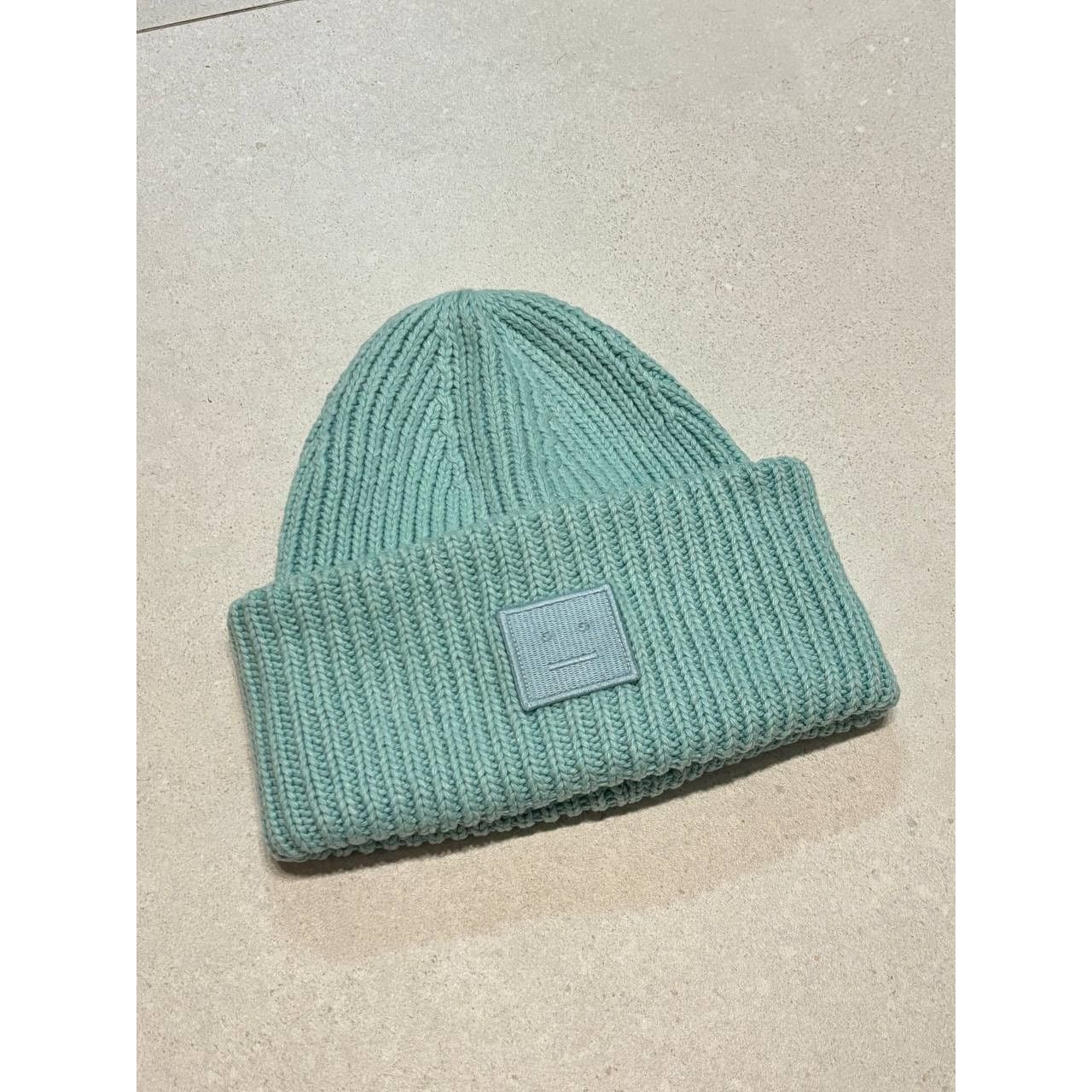 Acne Studios Acne Studios Pansy Wool Face Logo Beanie Hat PAW16 Turquoise Size ONE SIZE - 2 Thumbnail