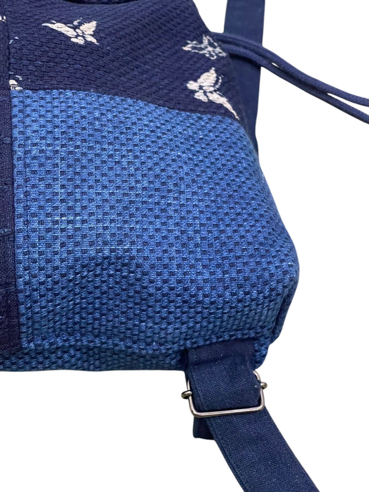 Handmade Indigo Blue Japan Craft Woven Sashiko Backpack Bag 1🟩5 Size ONE SIZE - 7 Thumbnail