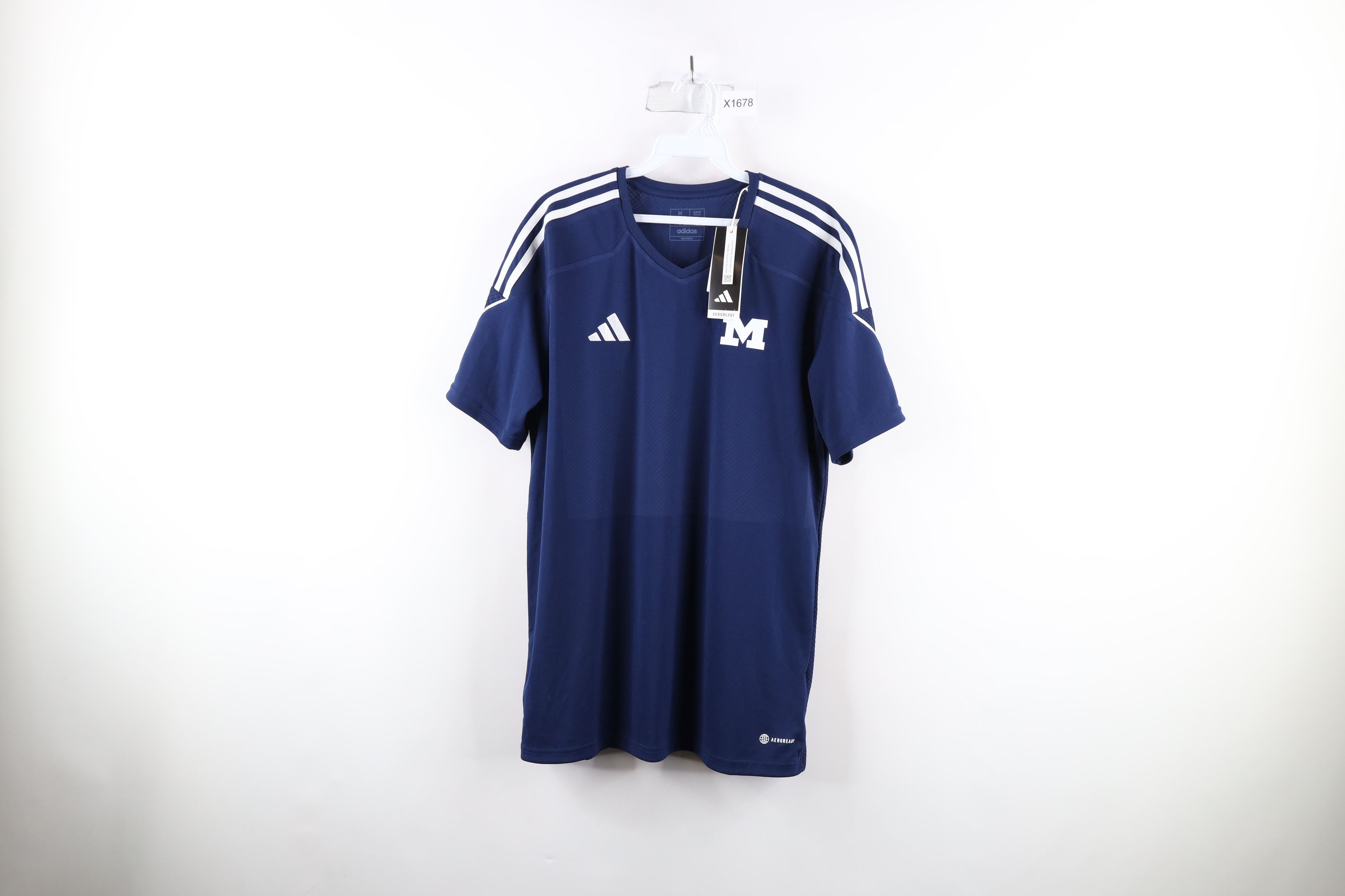 image of New Adidas Block M University Of Michigan Soccer Jersey Blue, Men's (Size Medium)