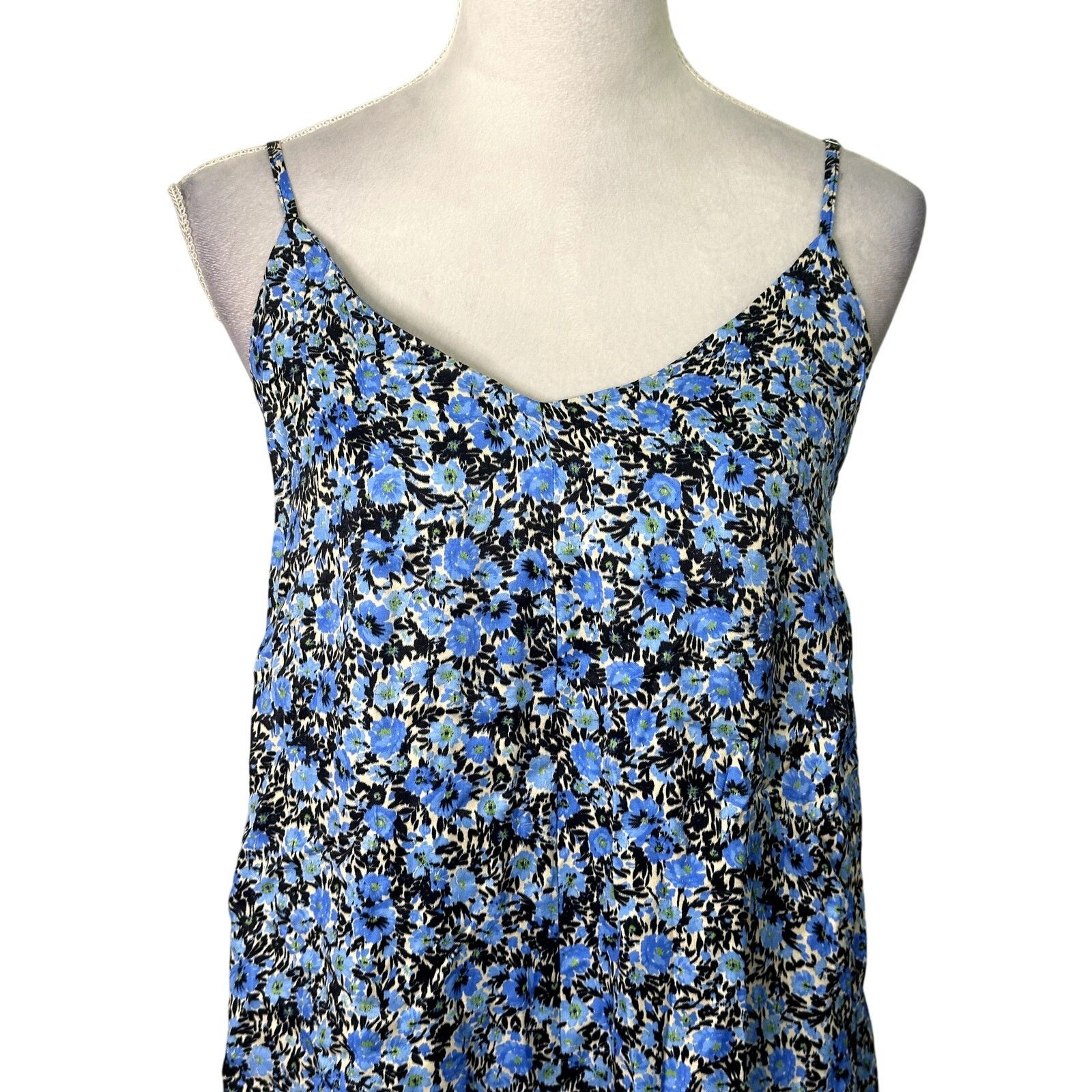 Topshop Topshop Romper Floral Satin Adjustable Straps Blue W 4 NWT Size 27" / US 4 / IT 40 - 3 Thumbnail