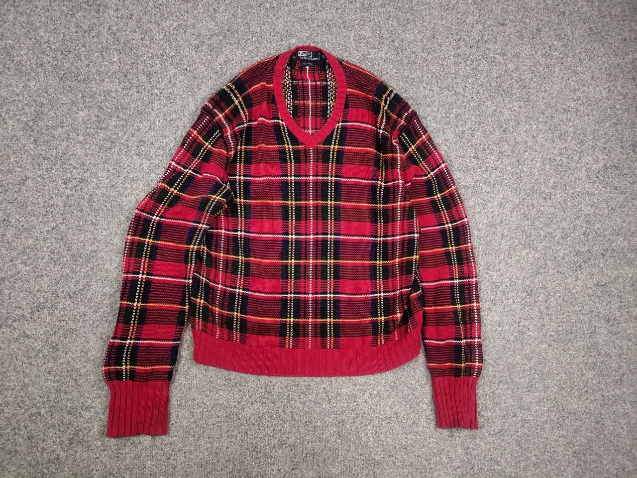 Polo Ralph Lauren Rare Vintage Polo Ralph Lauren Knit Sweater Plaid Red Tartan Size US XL / EU 56 / 4 - 8 Thumbnail