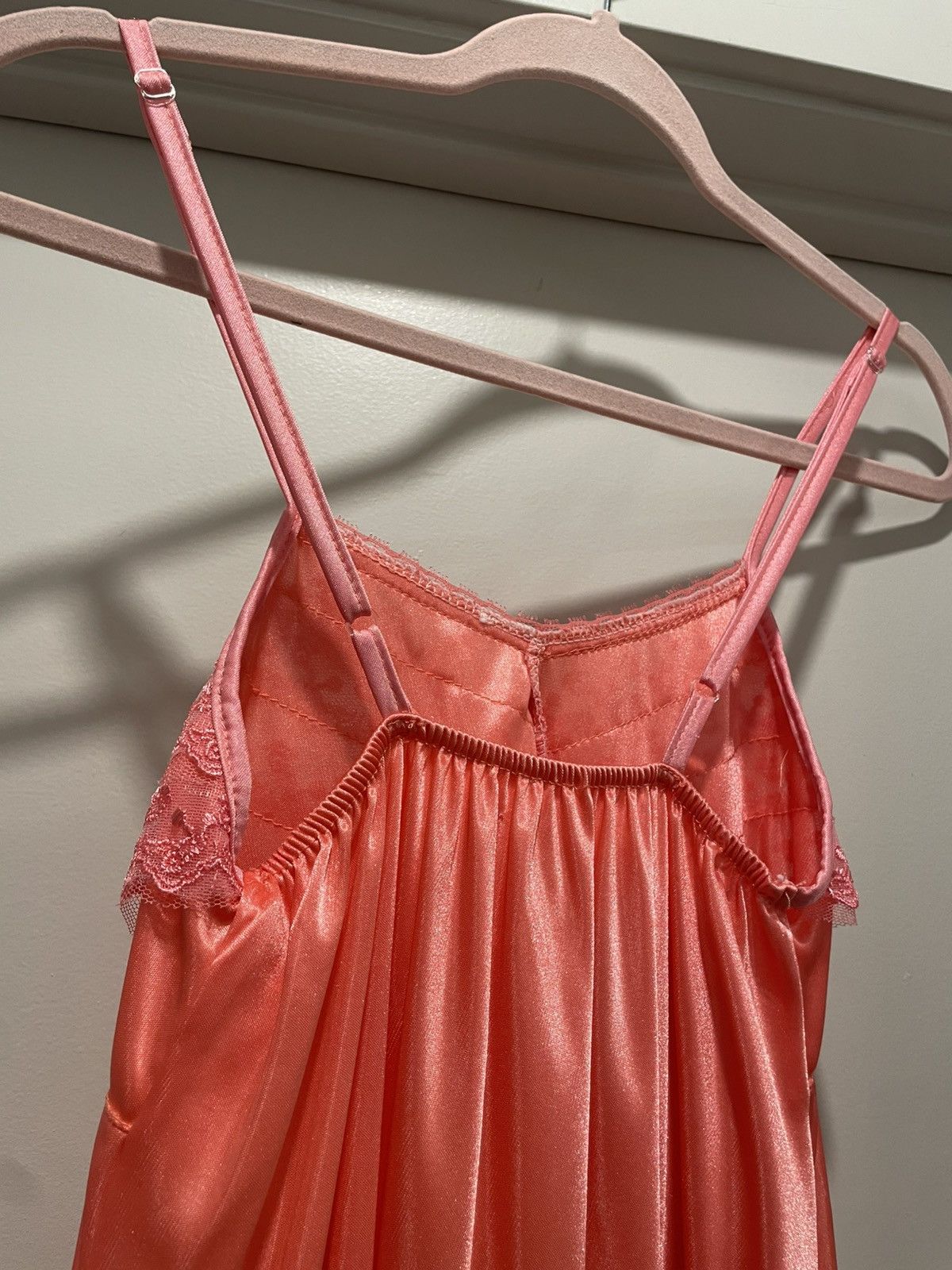 Vintage VTG Coquette Coral Pink Lace Spaghetti Strap Cami Slip Dress Size S / US 4 / IT 40 - 13 Thumbnail