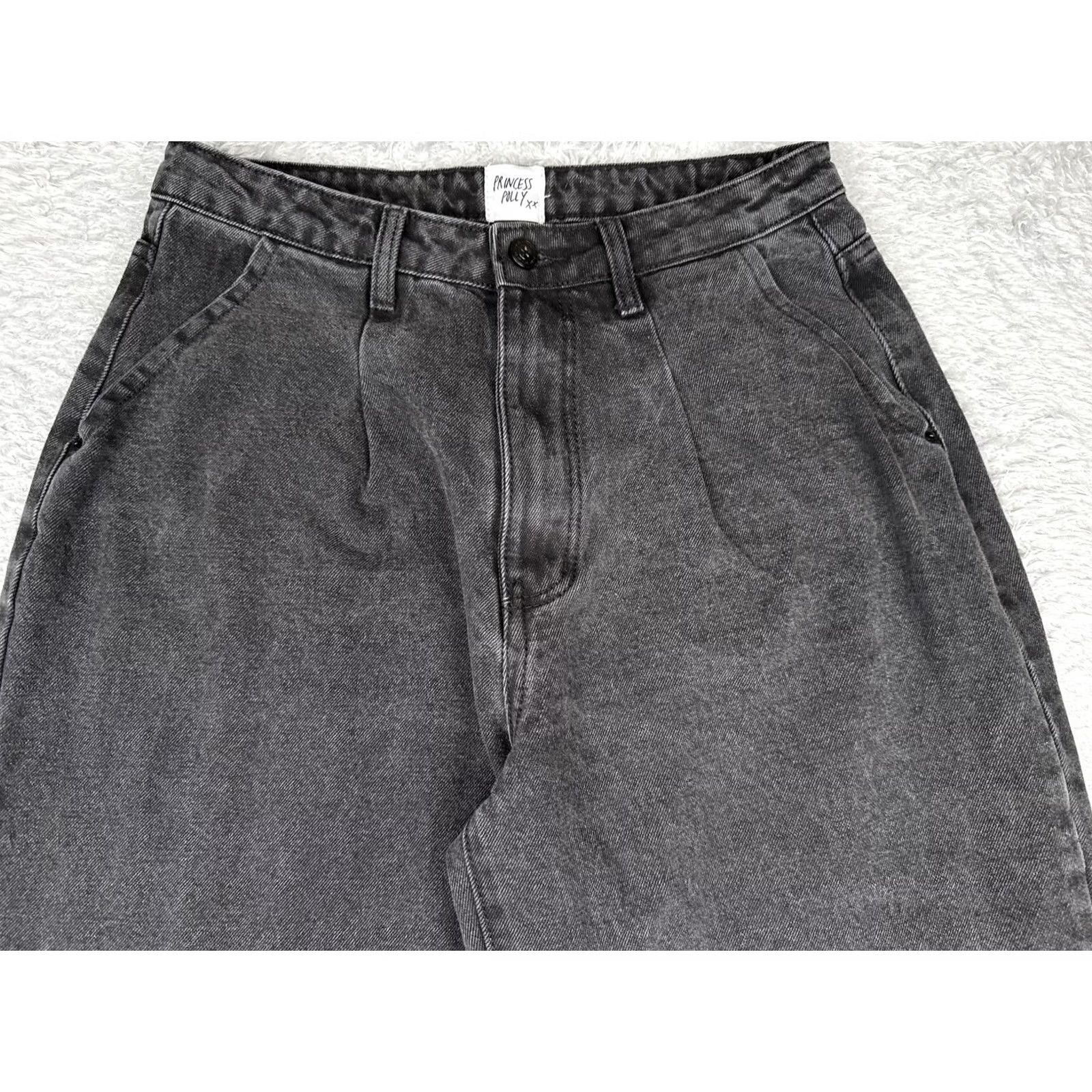 PRINCESS POLLY Princess Polly Jeans Womens 10 Gray Charcoal Wash Cropped High-Rise Mom Jeans 29x27 Relaxed 90s Vintage No Size 32" / US 10 / IT 46 - 4 Thumbnail