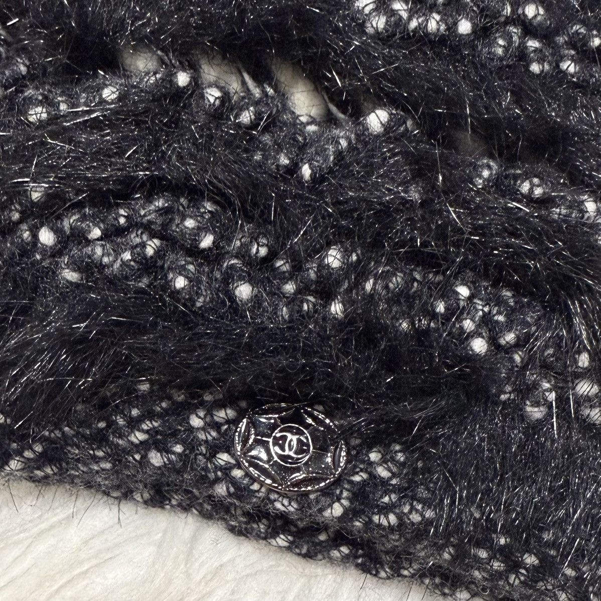 Chanel Authentic Chanel COCO-decorated tweed fur snood scarf M Size ONE SIZE - 7 Thumbnail