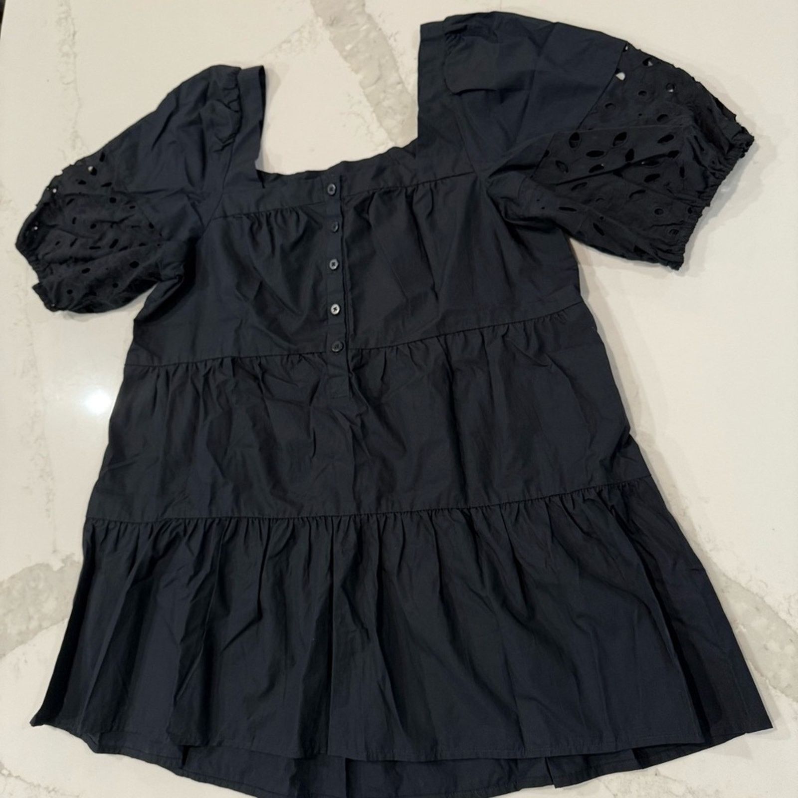 Anthropologie Maeve Anthropologie Tiered Eyelet Tunic Top Womens Small Size S / US 4 / IT 40 - 3 Thumbnail