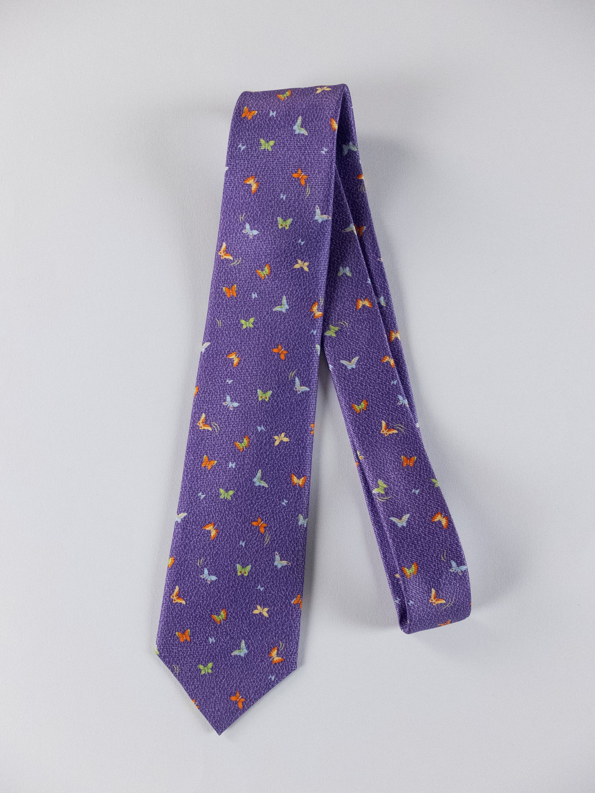 Bvlgari BULGARI hand made lilac butterfly print silk tie Bvlgari q Size ONE SIZE - 1 Thumbnail