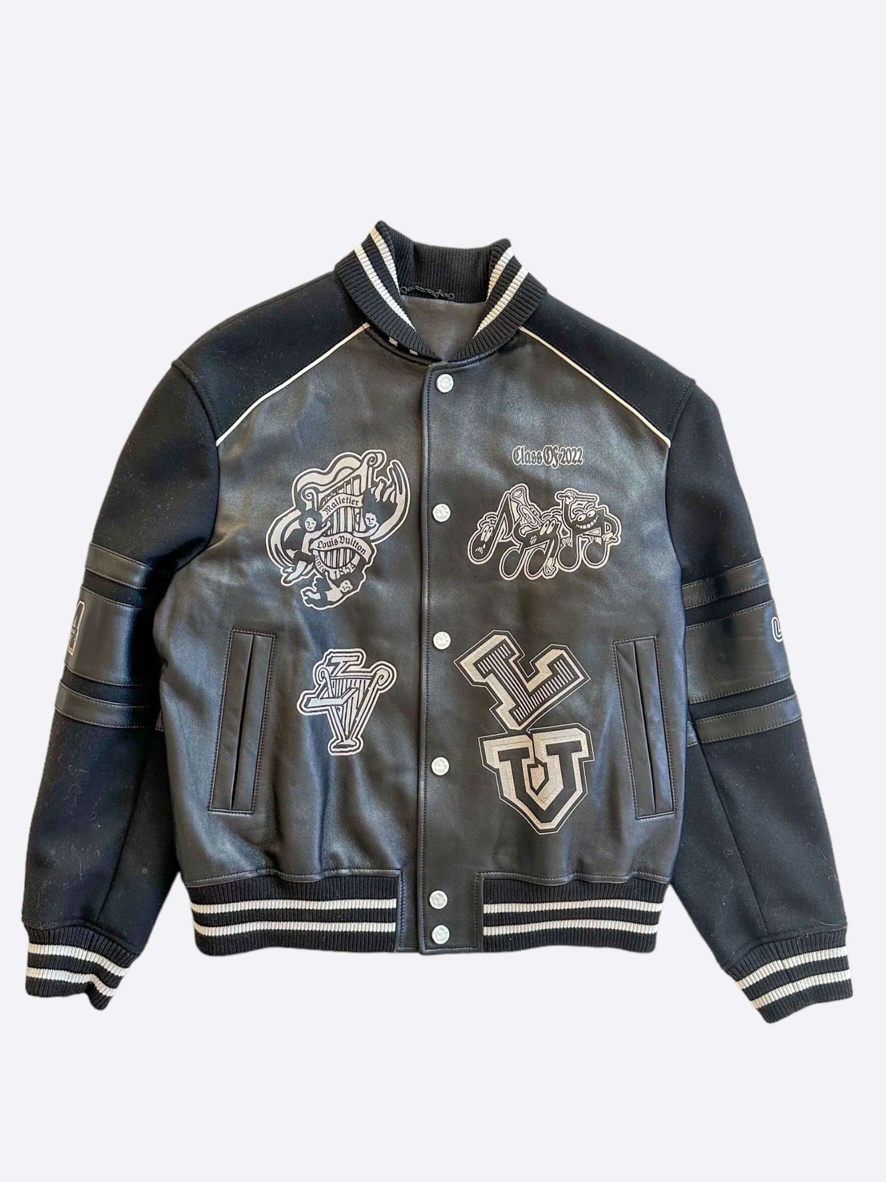 LV x NIGOコラボ Signature Leather Varsity Jacket 関税込 Louis Vuitton x Nigo Signature Leather Varsity Jacket Pale