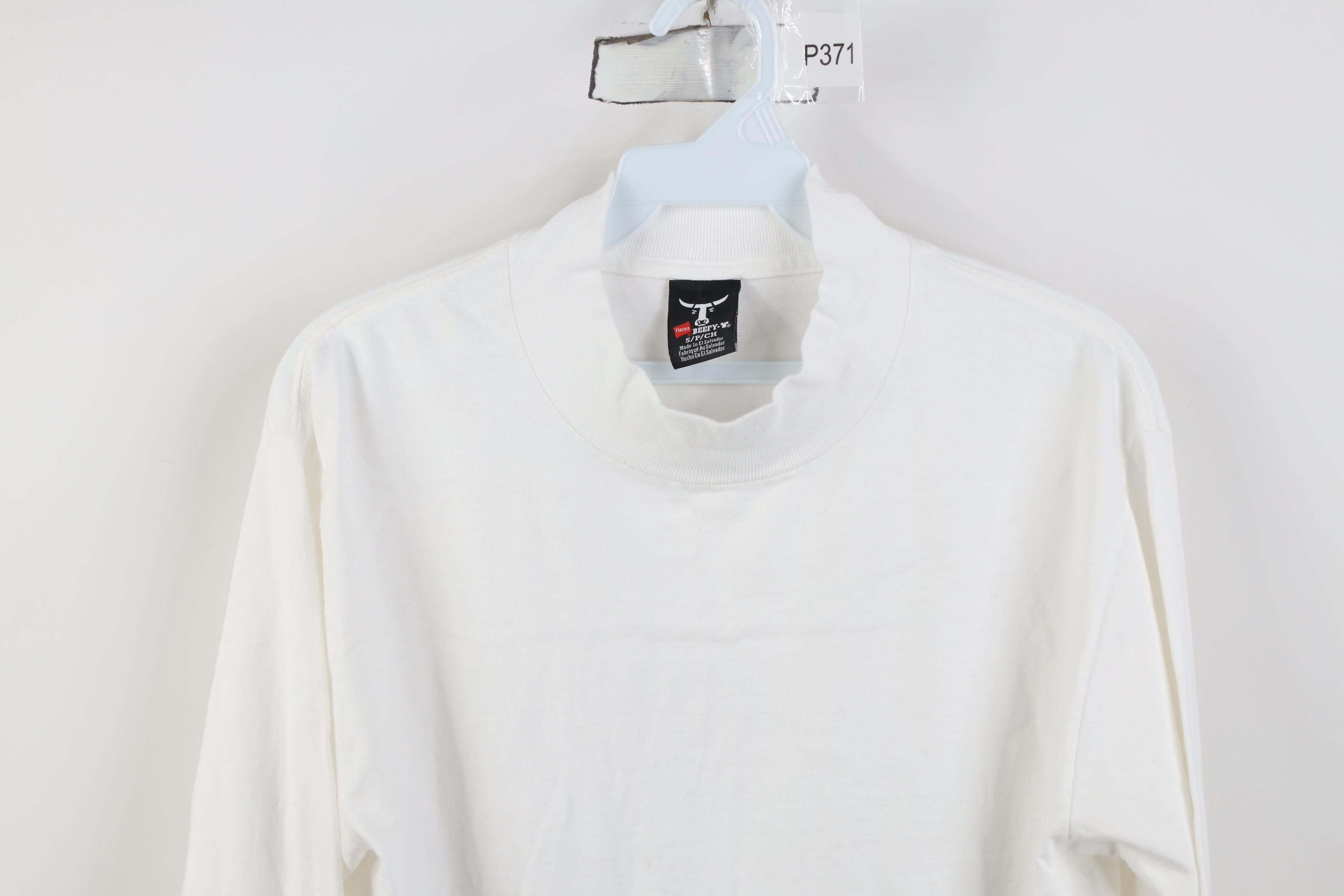 Hanes Vintage 90s Y2K Hanes Beefy Cotton Long Sleeve T-Shirt White Size US S / EU 44-46 / 1 - 2 Thumbnail