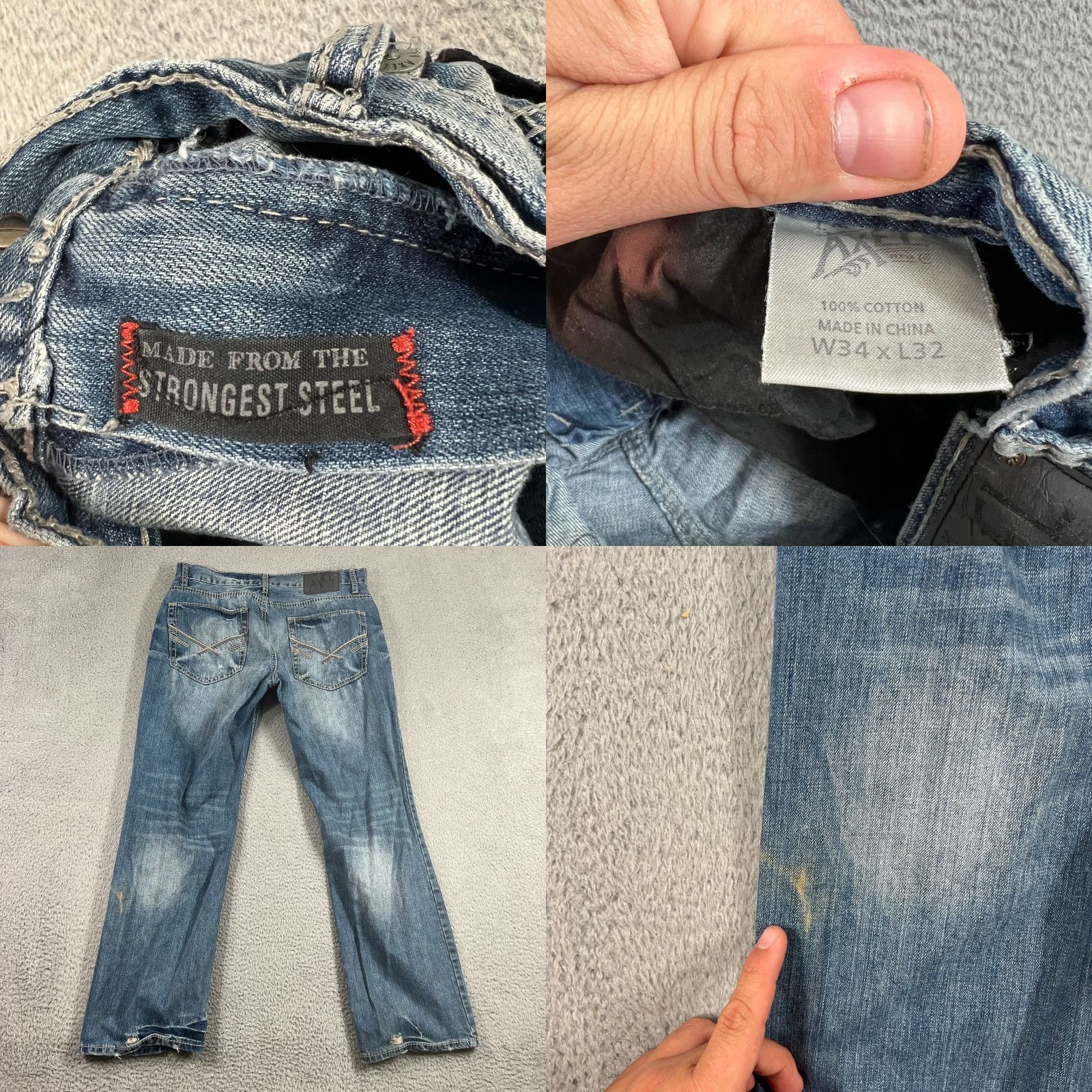 Denime TK Axel Jeans Men 34x32 Distressed Straight Fit Denim Pants Blue 5-Pocket Regular Rise 35in Waist Vintage? No (Preowned) Mens Size US 35 - 8 Thumbnail