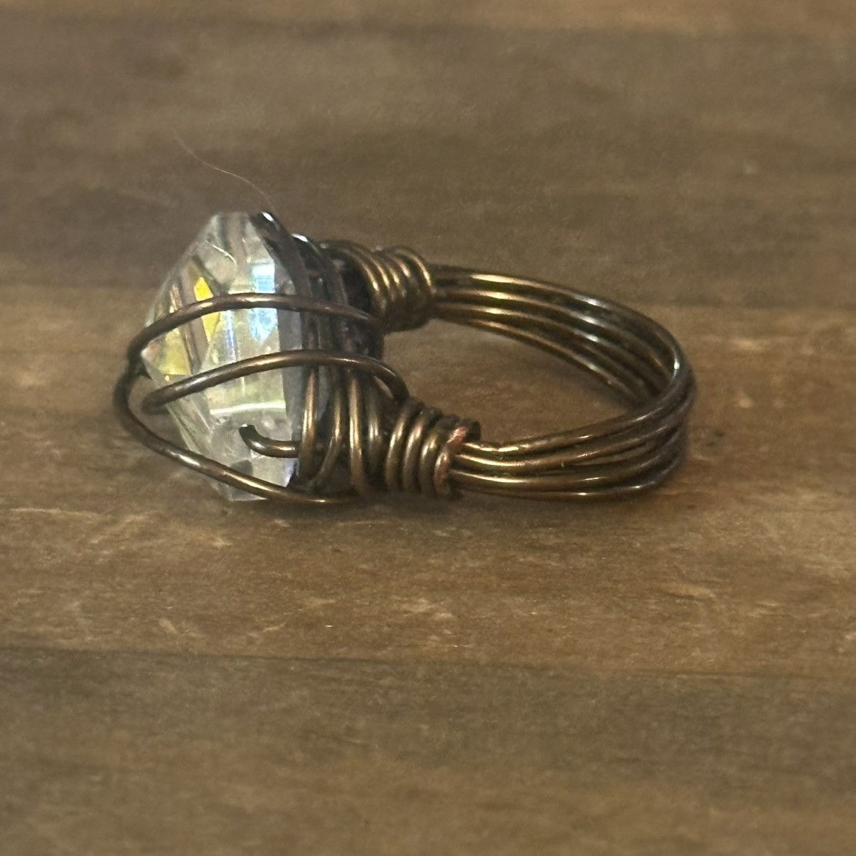 Vintage Vintage Aurora Borealis wired wrapped stone ring Size ONE SIZE - 6 Thumbnail