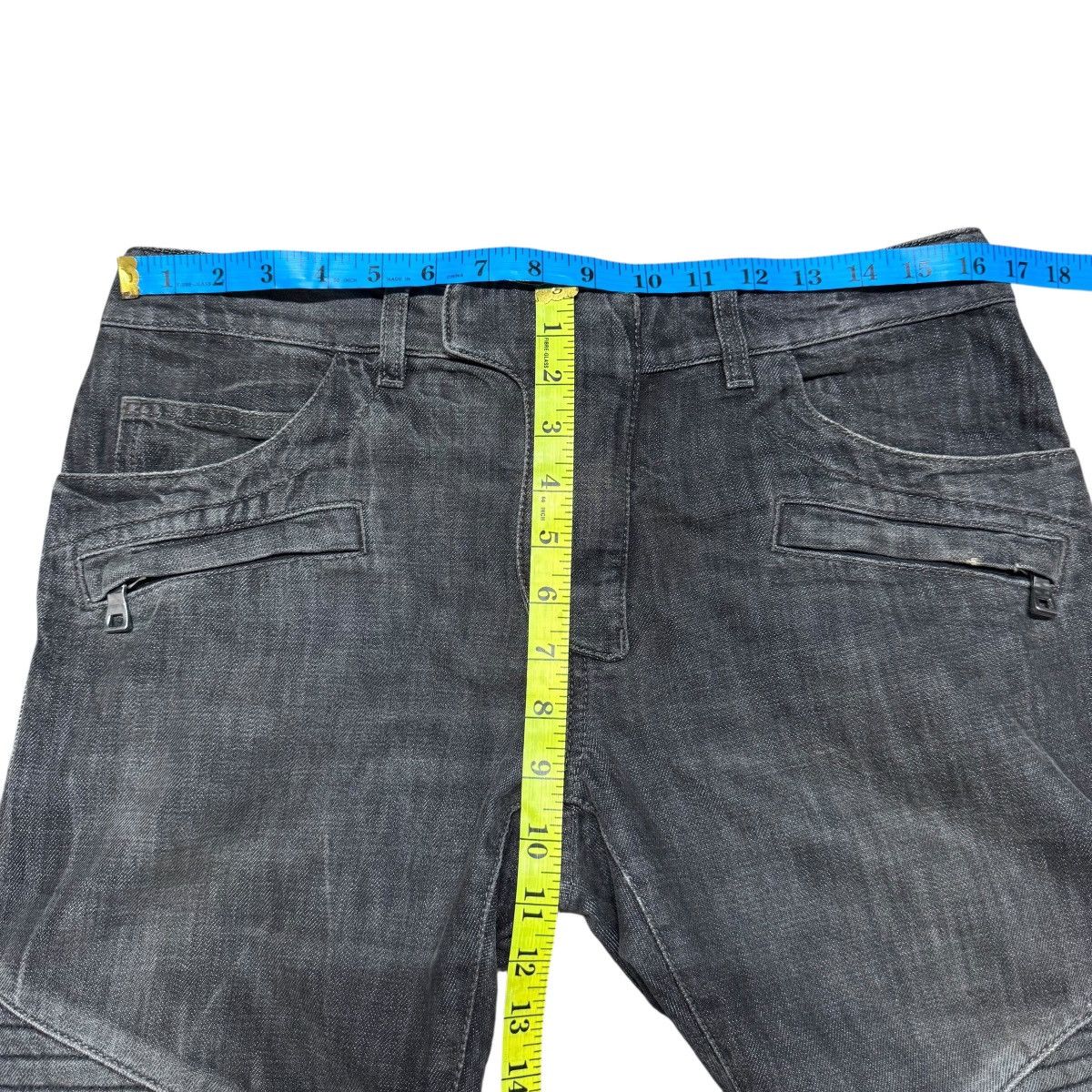 Balmain Decarnin era Classic Balmain Black Biker Jeans Distressed Size US 31 - 20 Thumbnail