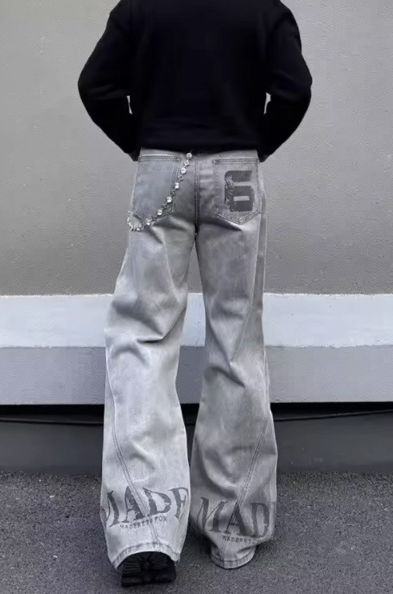 Jean Flare Jeans - Baggy Acid Wash Flared Denim Size US 26 / EU 42 - 3 Thumbnail
