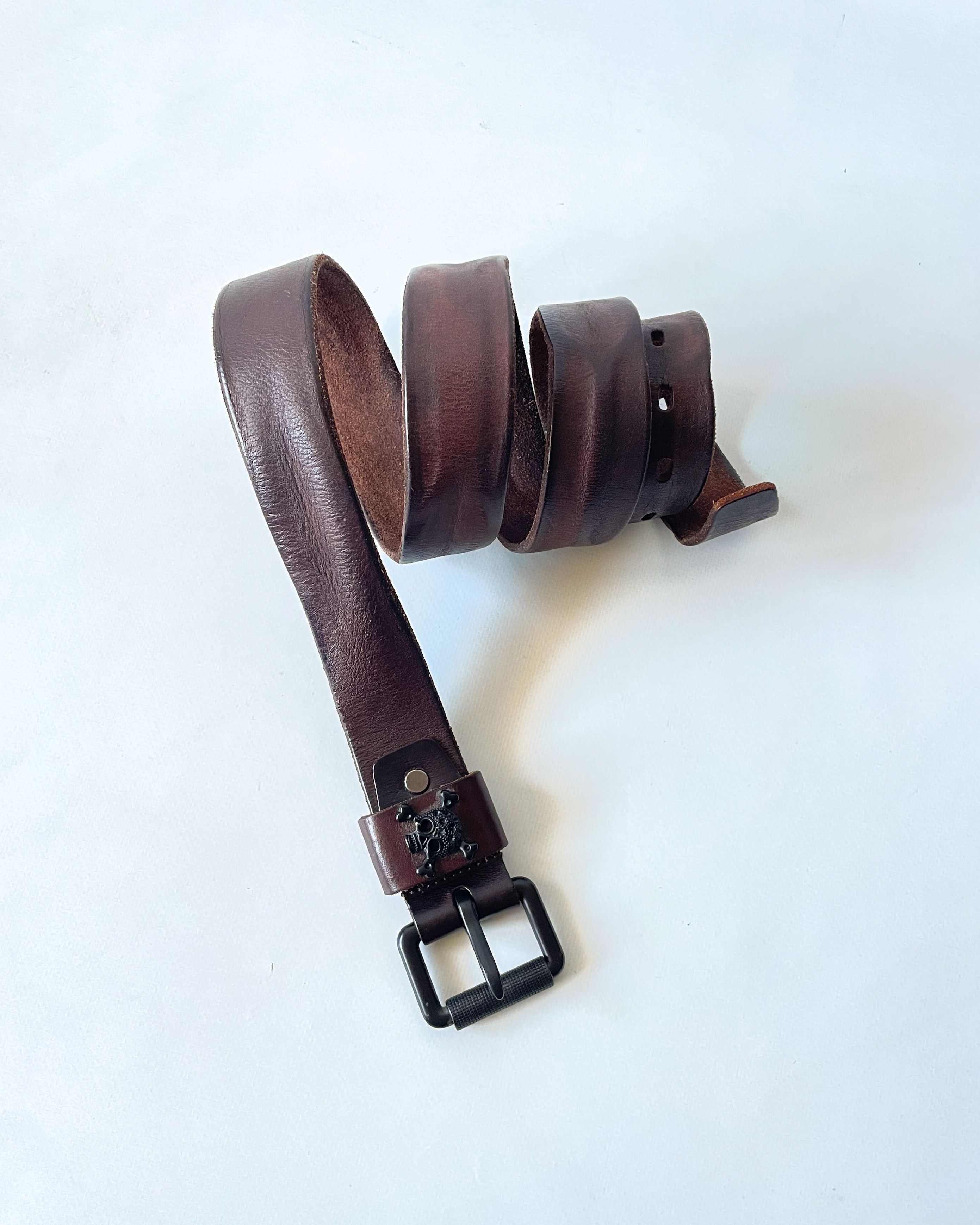 Diesel Diesel Brown Leather Belt Skull Buckle Detail Size 42 - 1 Thumbnail