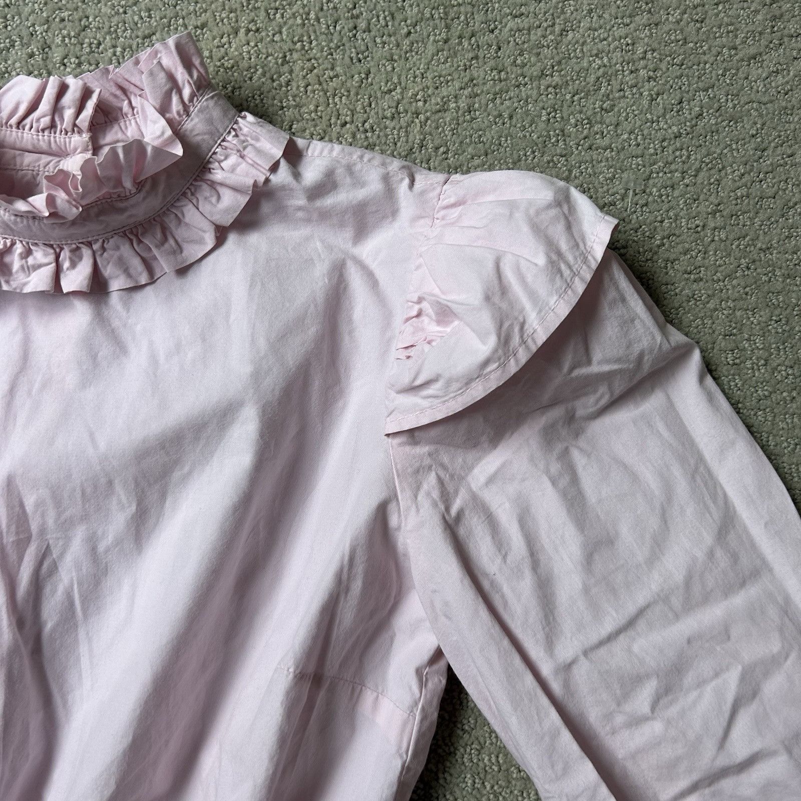 Ganni Ganni Women’s Top Pink Cotton Poplin Blouse Ruffled Cropped Size S / US 4 / IT 40 - 8 Thumbnail