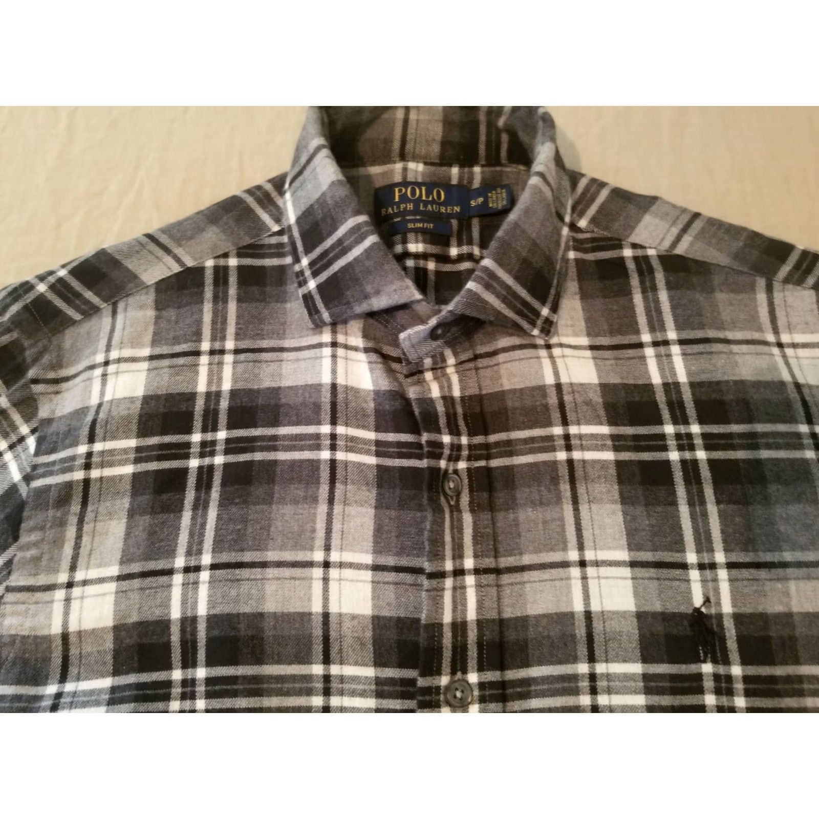Polo Ralph Lauren Polo Ralph Lauren Shirt Mens S Small Slim Gray Button Cotton Size 36R - 2 Thumbnail