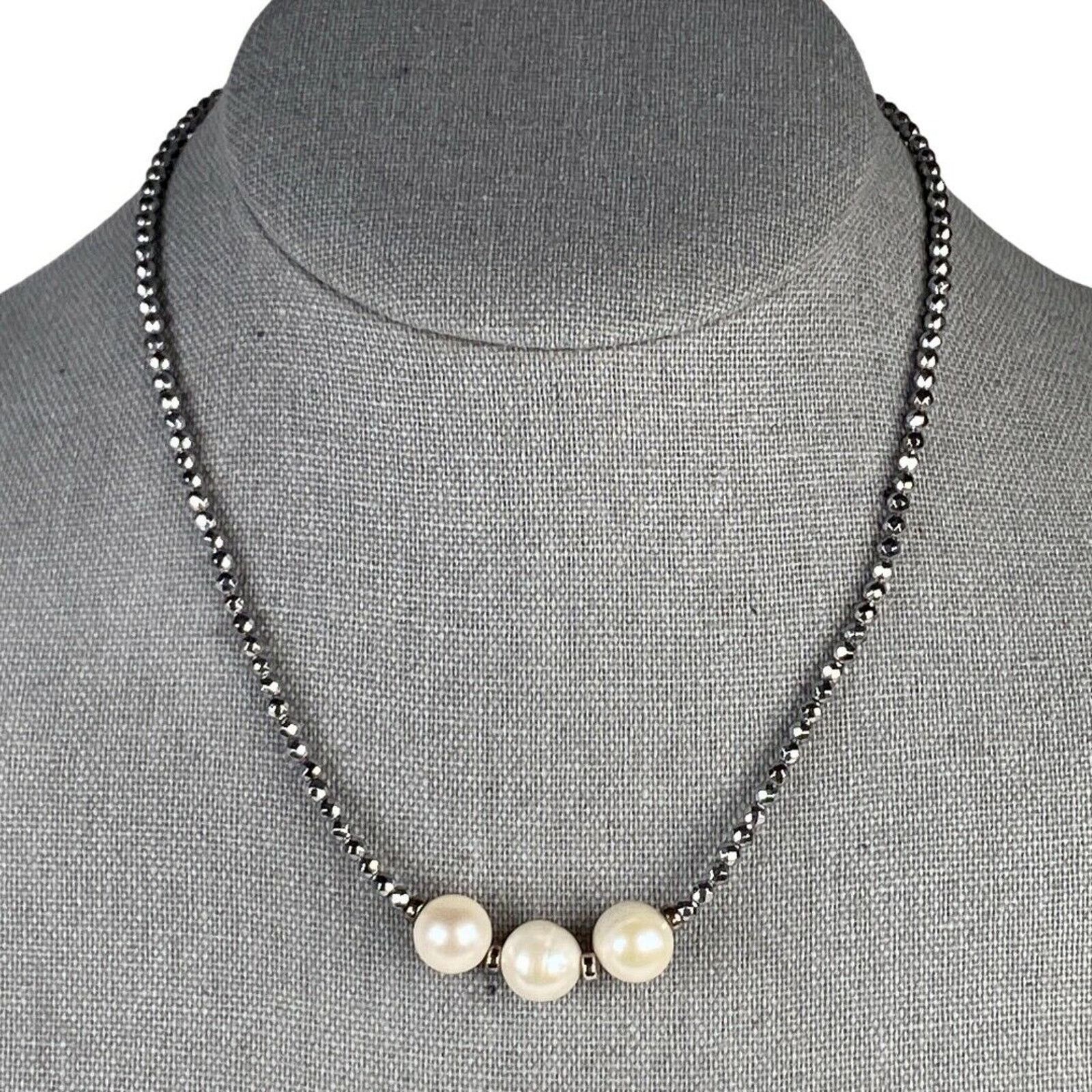 Other Lucas Lameth Choker Necklace Pearl Sparkly Silver Beads Size ONE SIZE - 1 Thumbnail