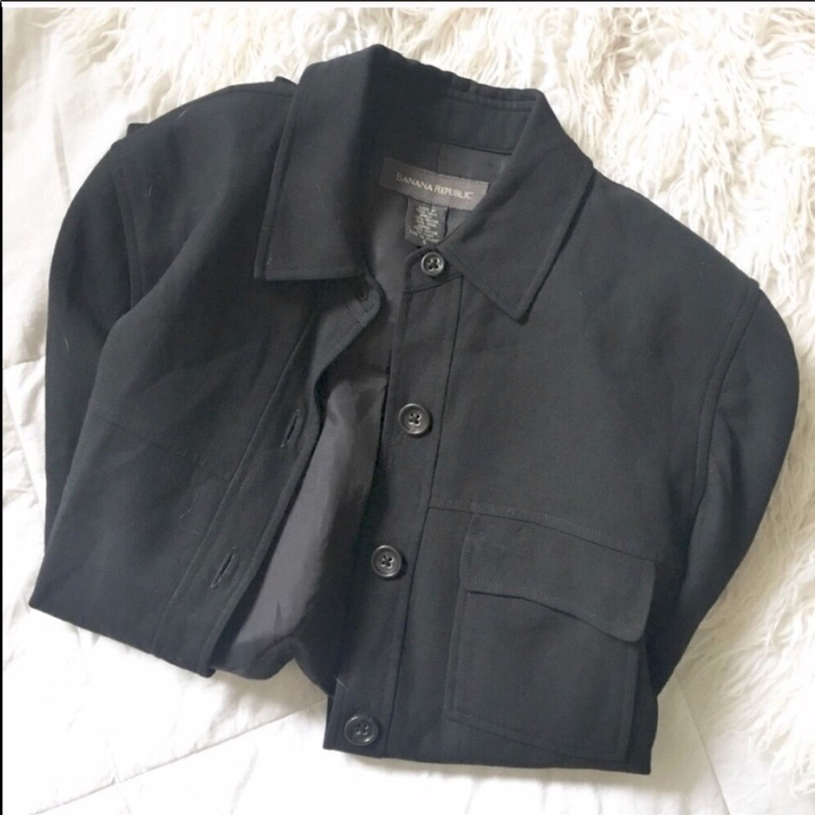 Banana Republic BANANA REPUBLIC Black Lightweight Button Shacket Coat Jacket Size M / US 6-8 / IT 42-44 - 8 Thumbnail
