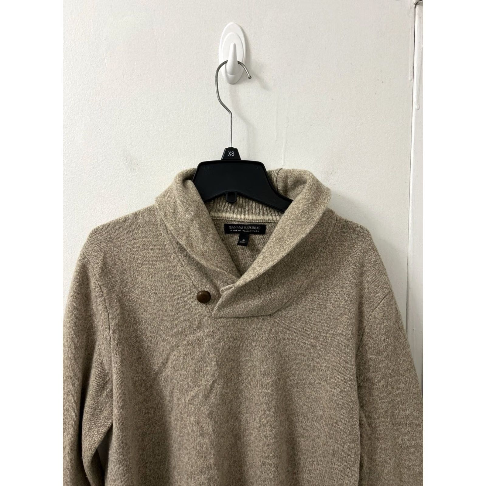 Banana Republic VINTAGE Banana Republic Sweater Shawl Collar Mens S Brown Wool Merino L/S Button Crew Neck Casual Workwear Autumn Winter Regular Knit Pullover Size US S / EU 44-46 / 1 - 2 Thumbnail
