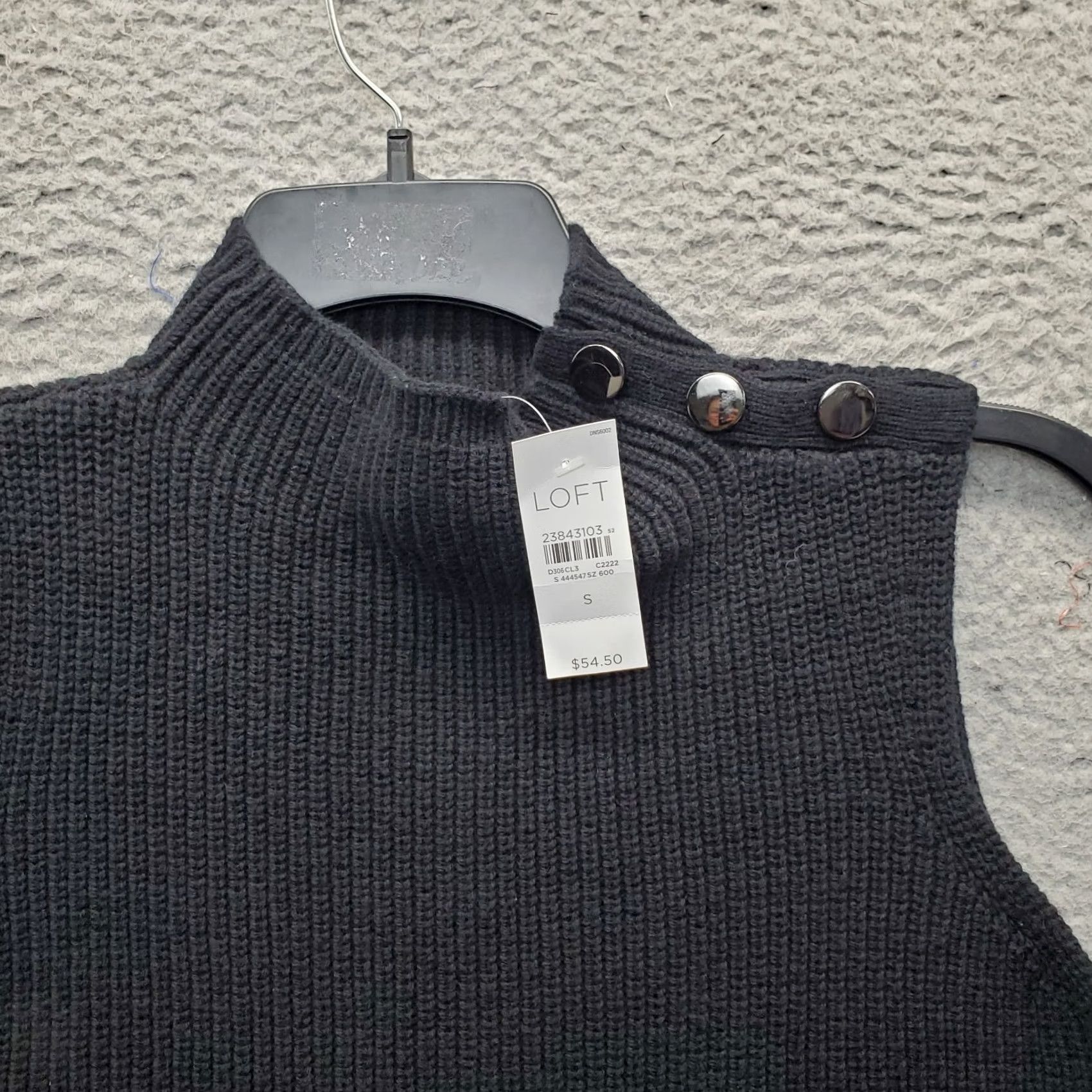 Loft LOFT Womens Size S Black Ribbed Knit Sweater Vest Button Sleeveless Shoulder Mock Neck Casual Knit Vest Ladies 90s Influencer Style Size S / US 4 / IT 40 - 5 Thumbnail